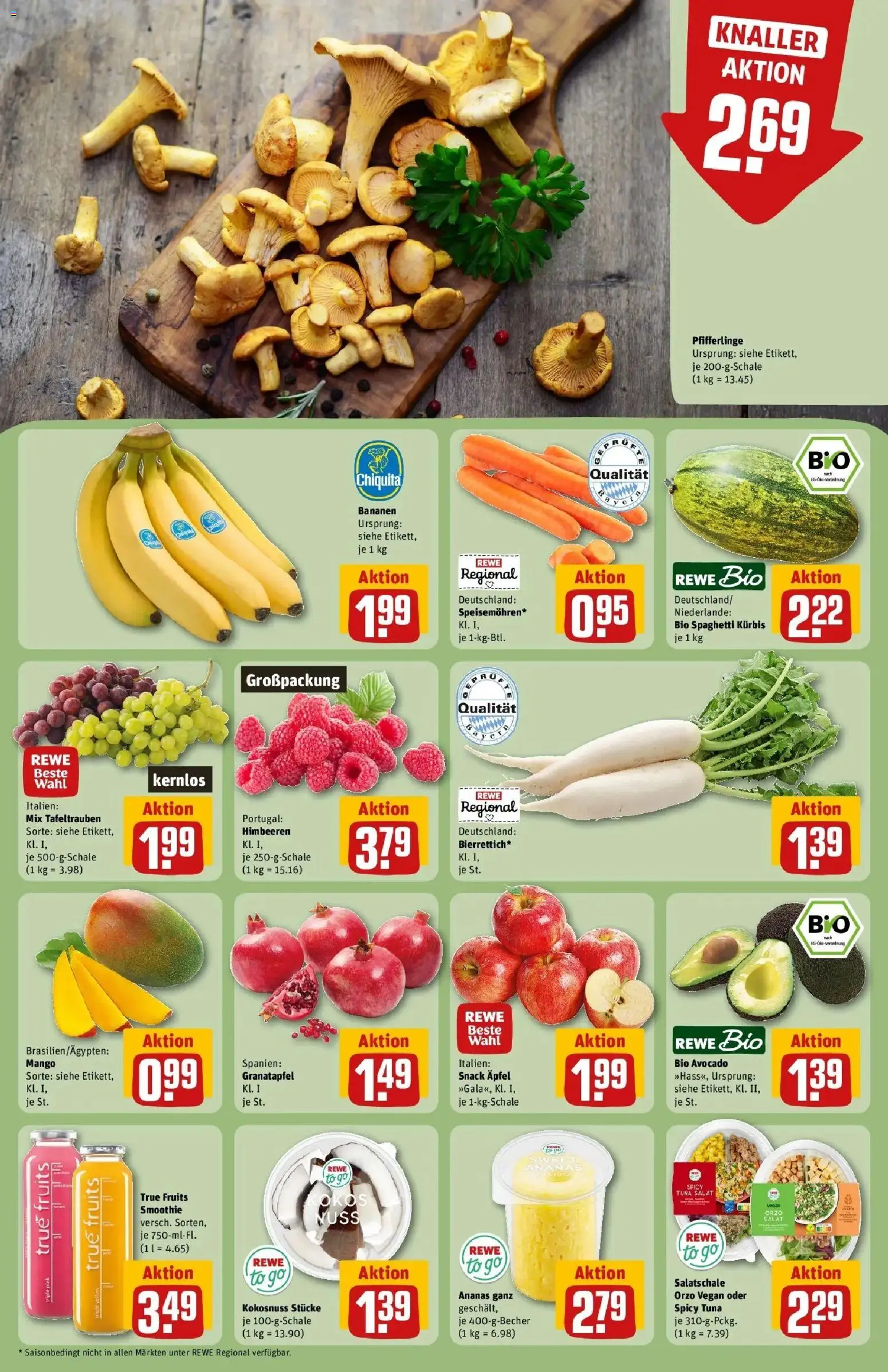 REWE Prospekt ab 14.09.2026 zum Blättern » Angebote | Seite: 4 | Produkte: Granatapfel, Spaghetti, Äpfel, Salat