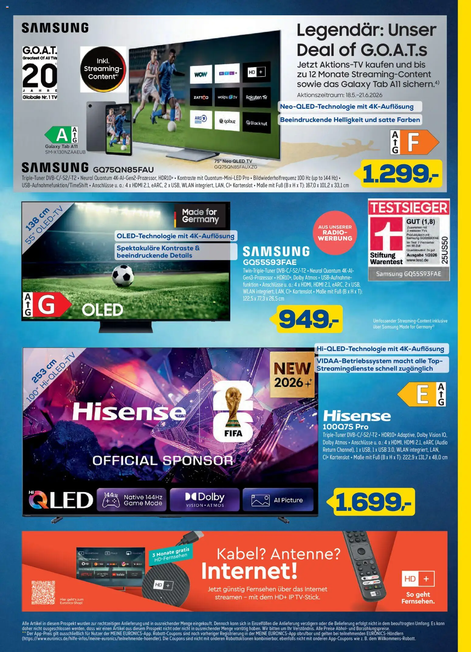 Euronics  Aktueller Prospekt – gültig ab 27.05.2026 | Seite: 3 | Produkte: Top, Hisense, Samsung, Antenne