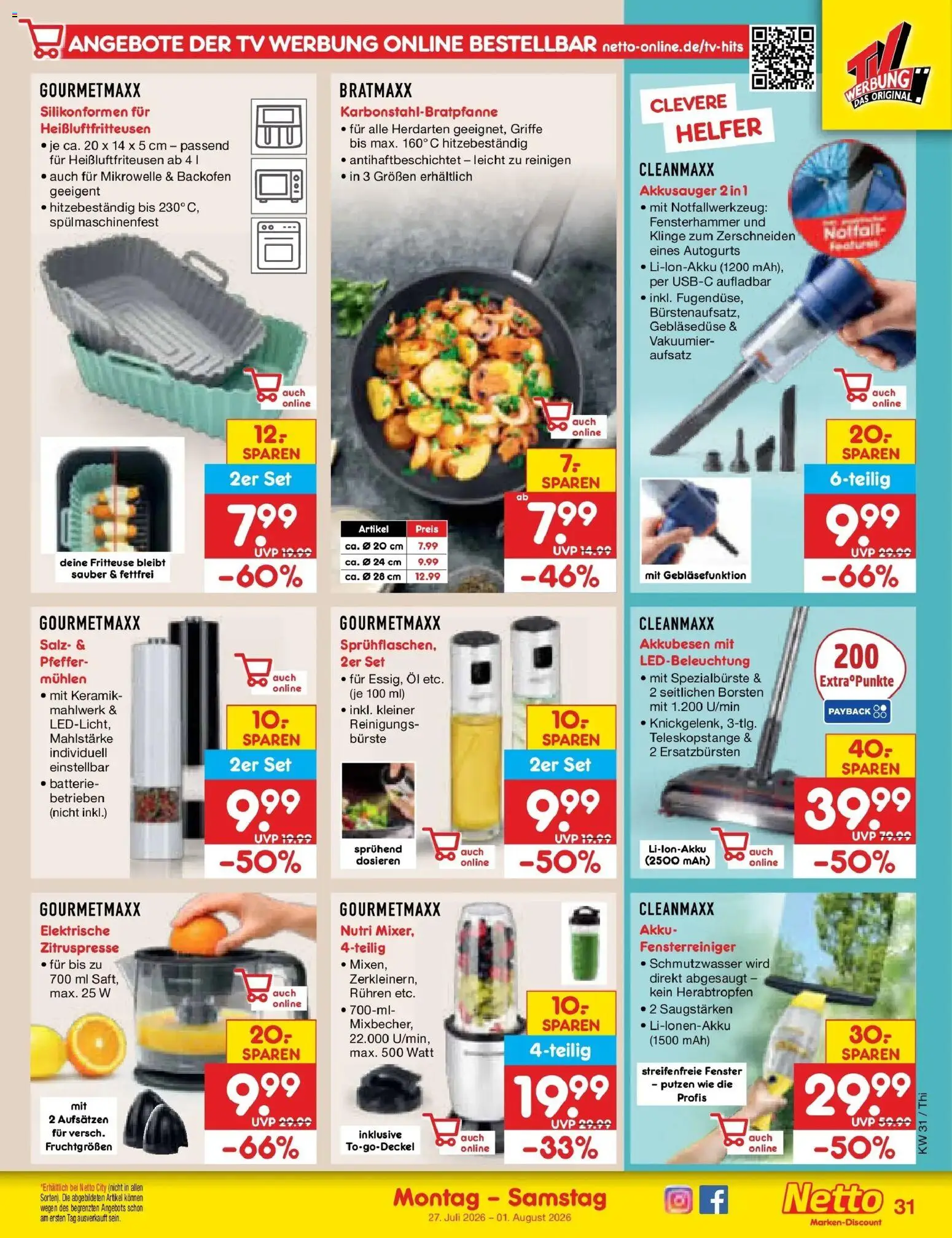 Netto Marken-Discount Prospekt Pirna – gültig ab 27.07.2026 | Seite: 46 | Produkte: Öl, Bürste, Fritteuse, TV
