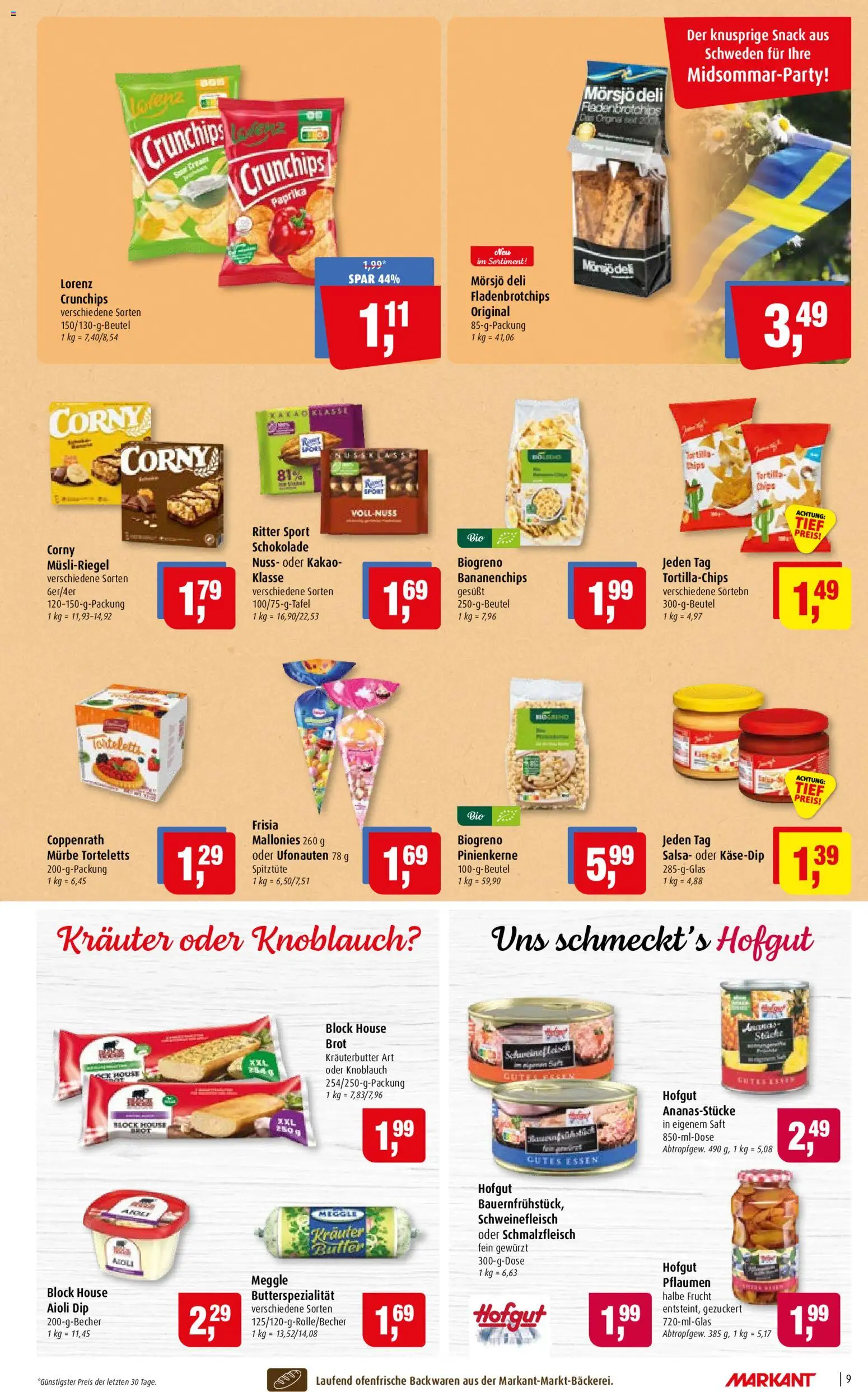 Markant Prospekt – gültig ab 15.06.2026 | Seite: 9 | Produkte: Pflaumen, Kräuterbutter, Ofenfrische, Brot