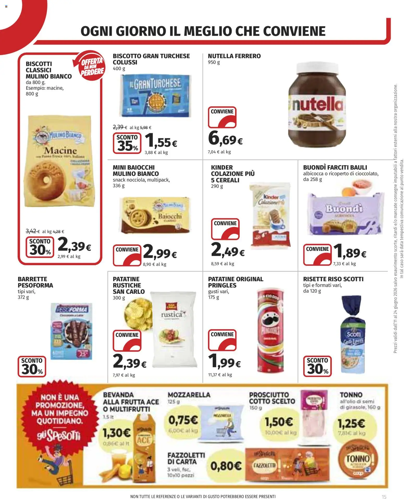 Volantino COOP del 11.06.2026 | Pagina: 15 | Prodotti: Cereali, Patatine, Biscotti, Prosciutto