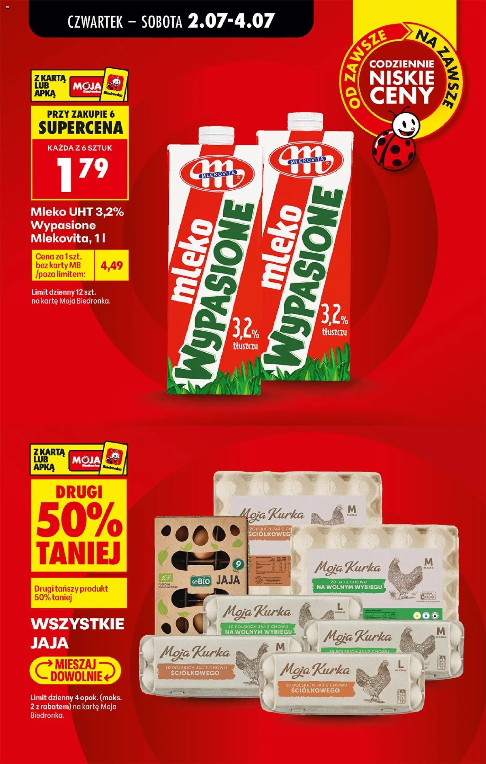 Biedronka gazetka od czwartku od 02.07.2026 | Strona: 3 | Produkty: Karta, Mleko, Jaja