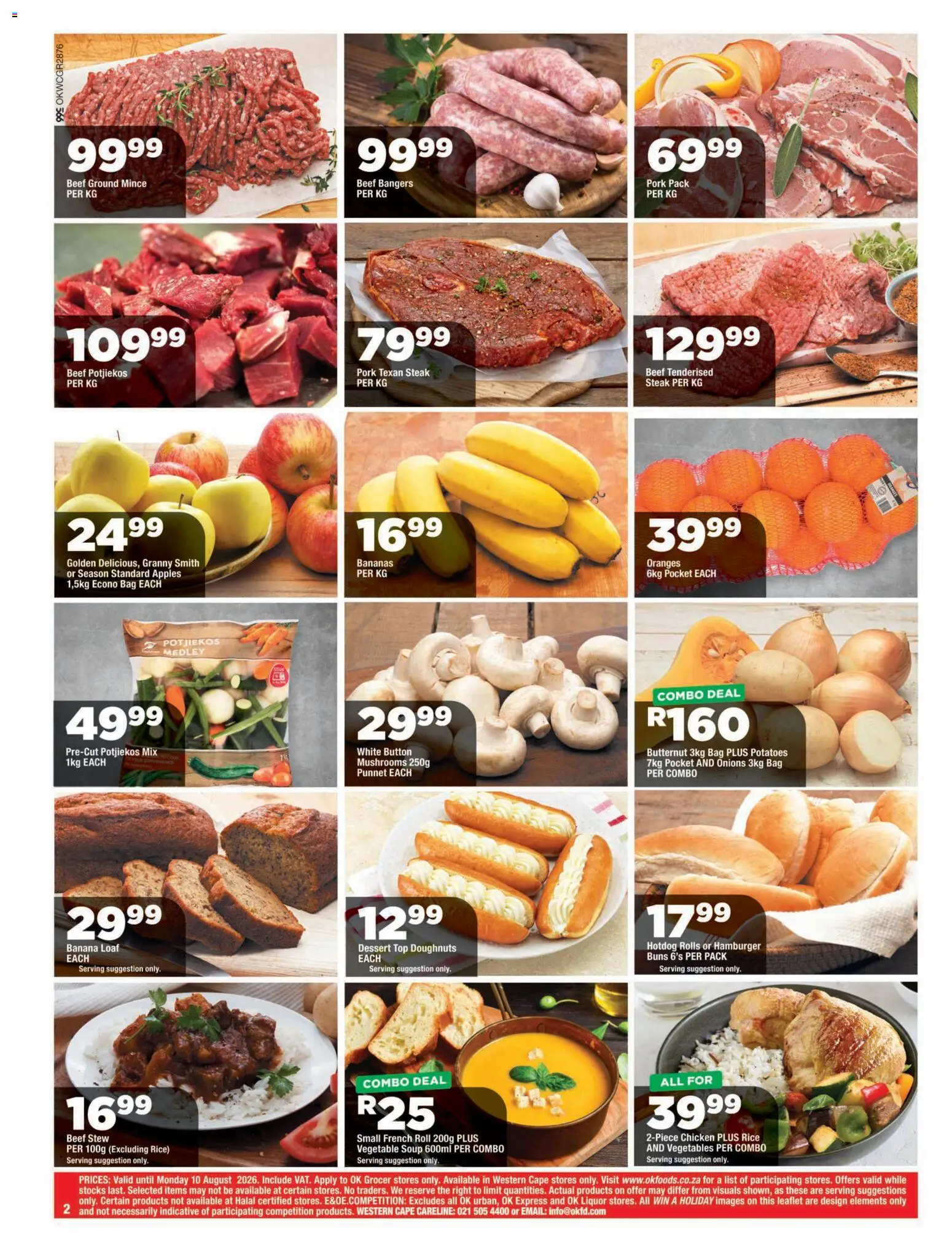 New OK Foods catalogue – valid from 24/07/2026 | Page: 2 | Products: Mushrooms, Chicken, Apples, Potatoes