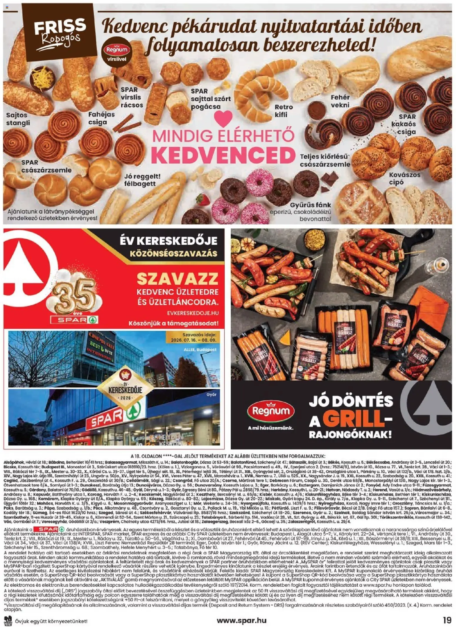 Spar akciós ujság - amely érvényes a következő dátumtól: 2026.08.06. | Oldal: 19 | Termékek: Jácint, Kapu, Vekni, Csiga