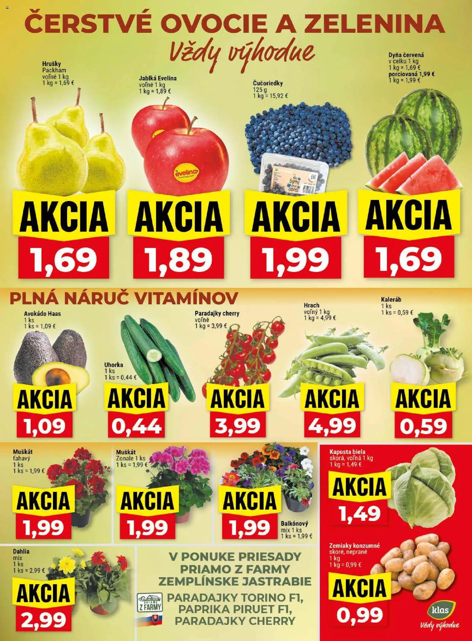 Nové Klas akcie – leták je platný od 04.05.2026 | Strana: 3 | Produkty: Kapusta, Jablká, Paradajky, Zemiaky
