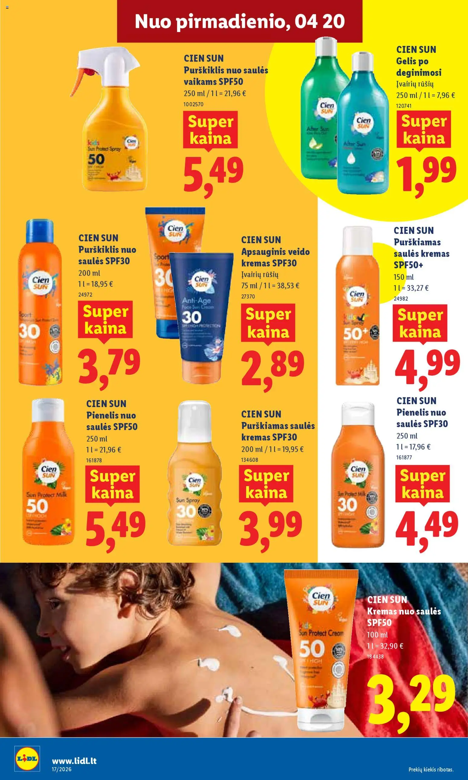 LIDL akcijos nuo 20.04.2026 | Puslapis: 18 | Prekių: Kremas, Kremas nuo saulės