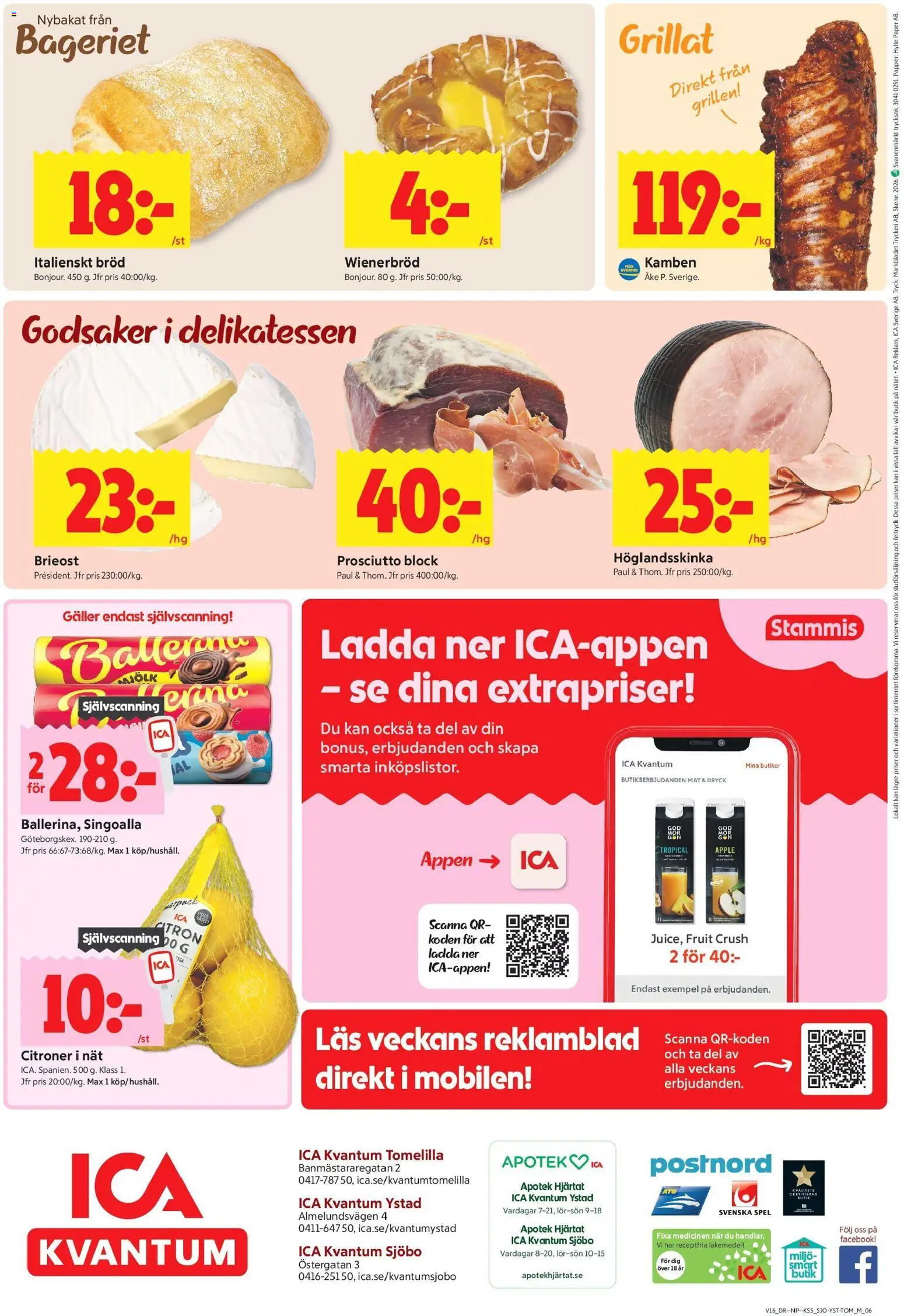 ICA Kvantum reklamblad aktuell från 13.04.2026 | Sida: 16 | Produkter: Brieost, Mjölk, Bröd, Papper