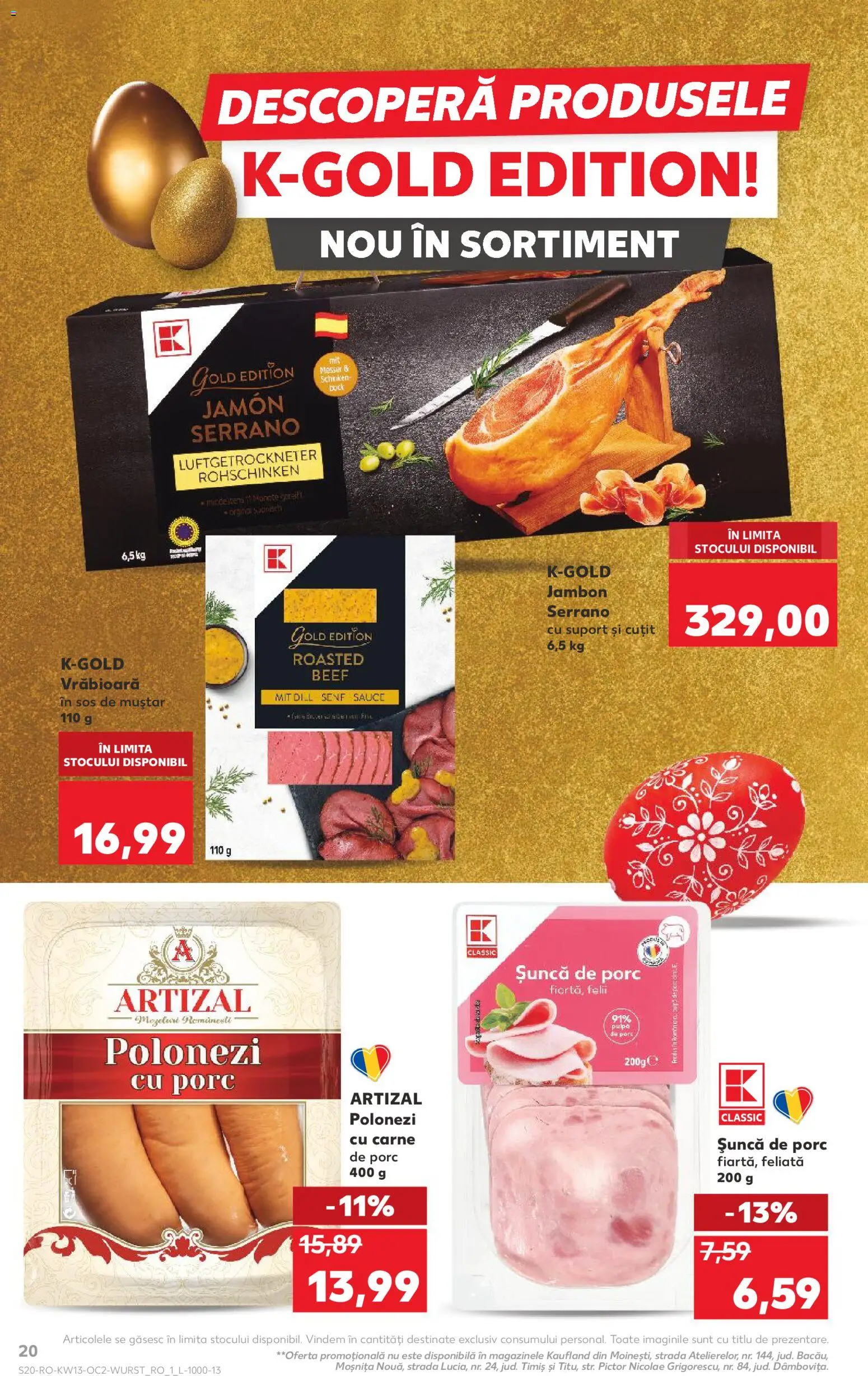 Noul catalog Kaufland – valabil de la 25.03.2026 | Pagină: 20 | Produse: Cuțit, Șuncă, Carne De Porc, Sos