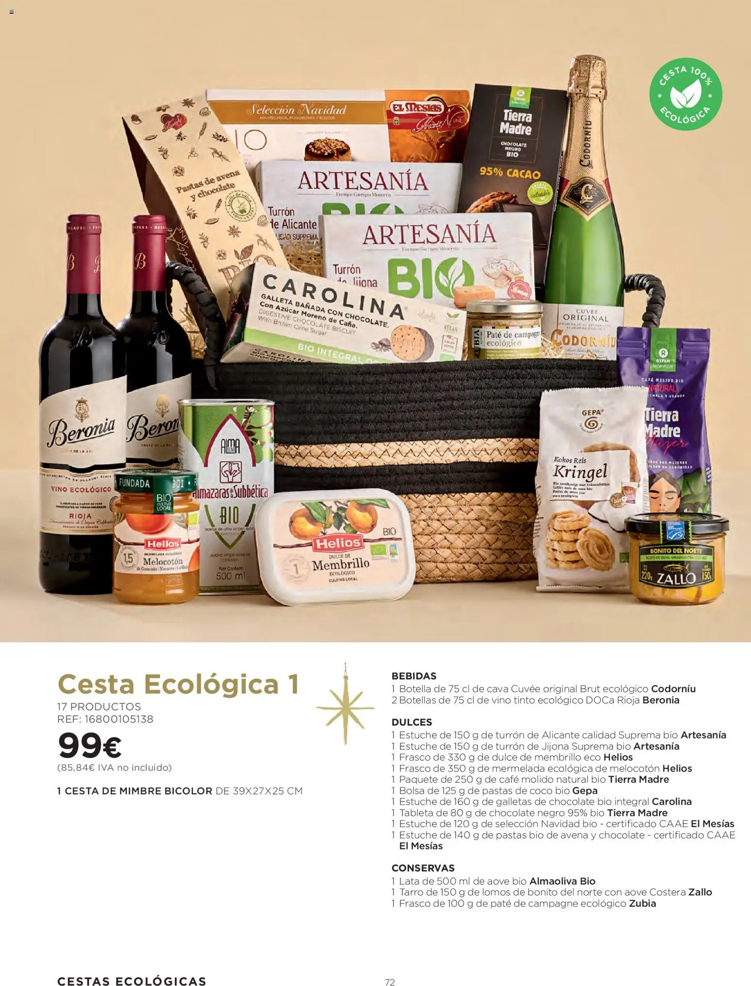 El Corte Inglés Cestas Navidad 2026 Cataluňa │ válido desde el 08/10/2026 | Página: 72 | Productos: Coco, Cesta de mimbre, Granada, Tierra