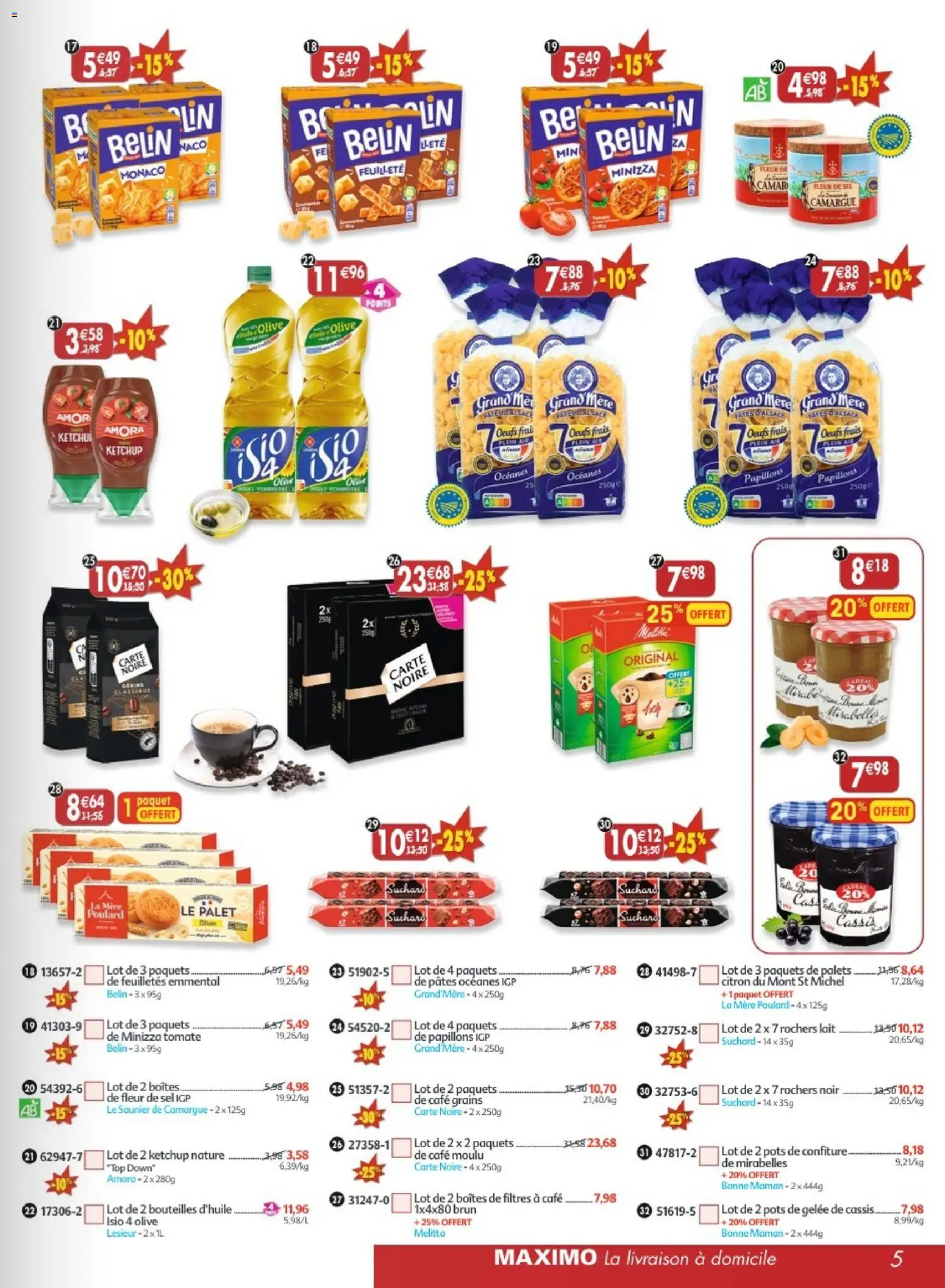 {H1} | Page: 5 | Produits: Sel, Œufs, Pâtes, Gelée