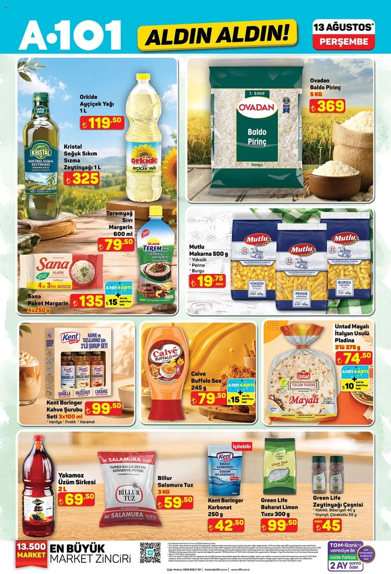 A101 - Katalog Aldın Aldın - 13 Ağustos 2026 tarihinden itibaren geçerlidir | Sayfa: 1 | Ürünler: Kahve, Sos, Tuz, Limon