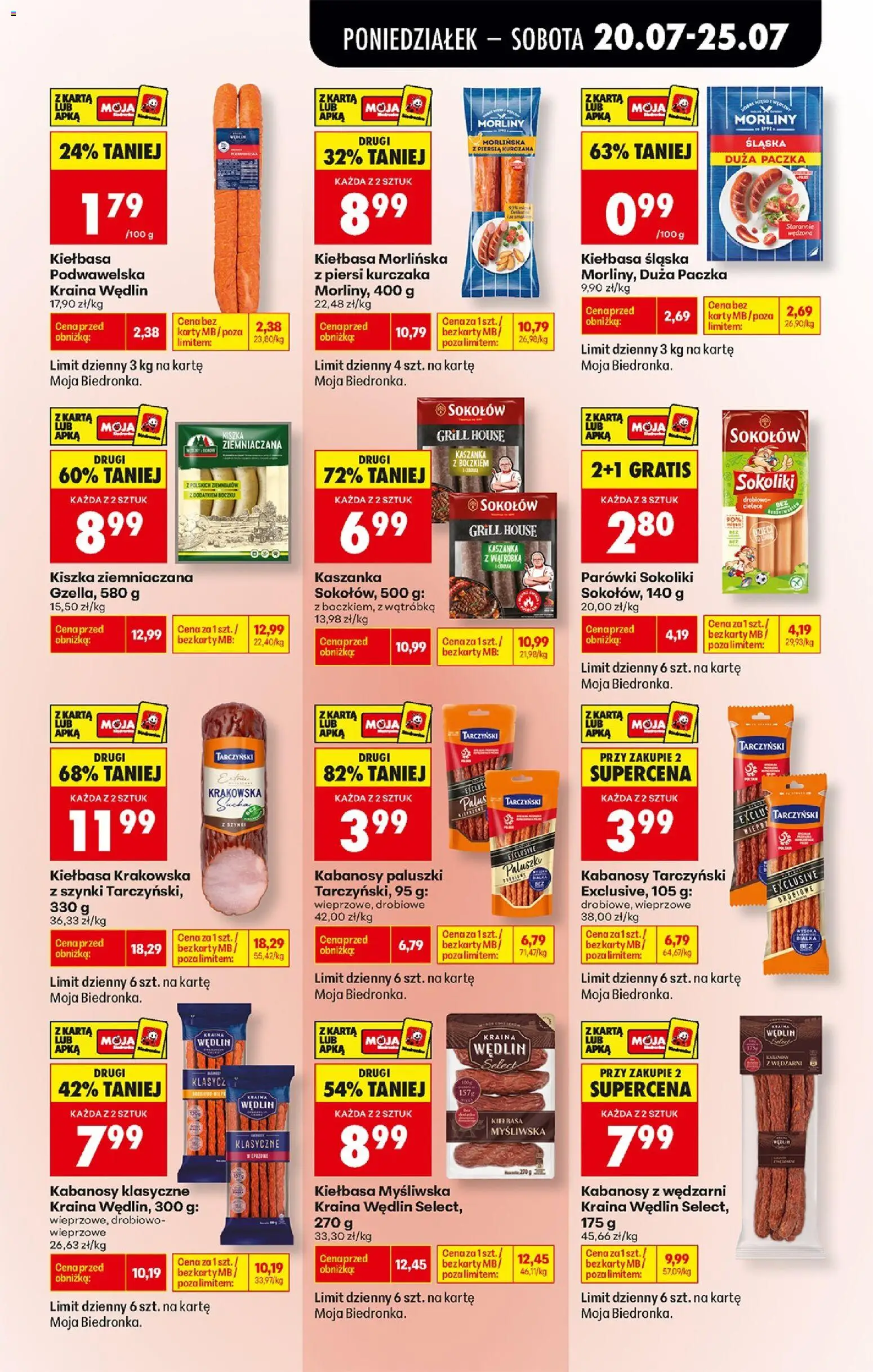 Biedronka gazetka od poniedziałku od 20.07.2026 | Strona: 47 | Produkty: Grill, Myśliwska, Kiełbasa śląska, Paluszki