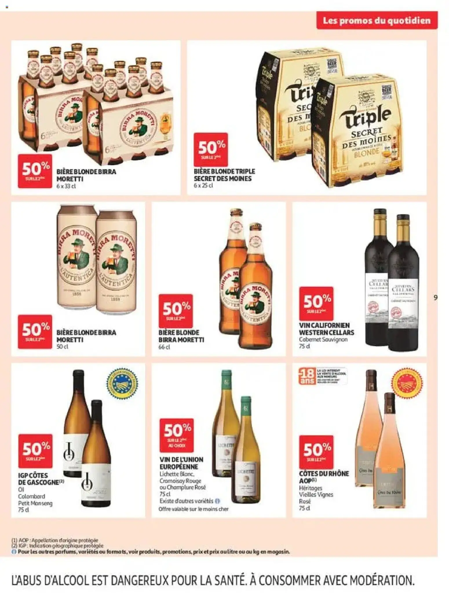 {H1} | Page: 9 | Produits: Bière blonde, Table, Vin, Bière