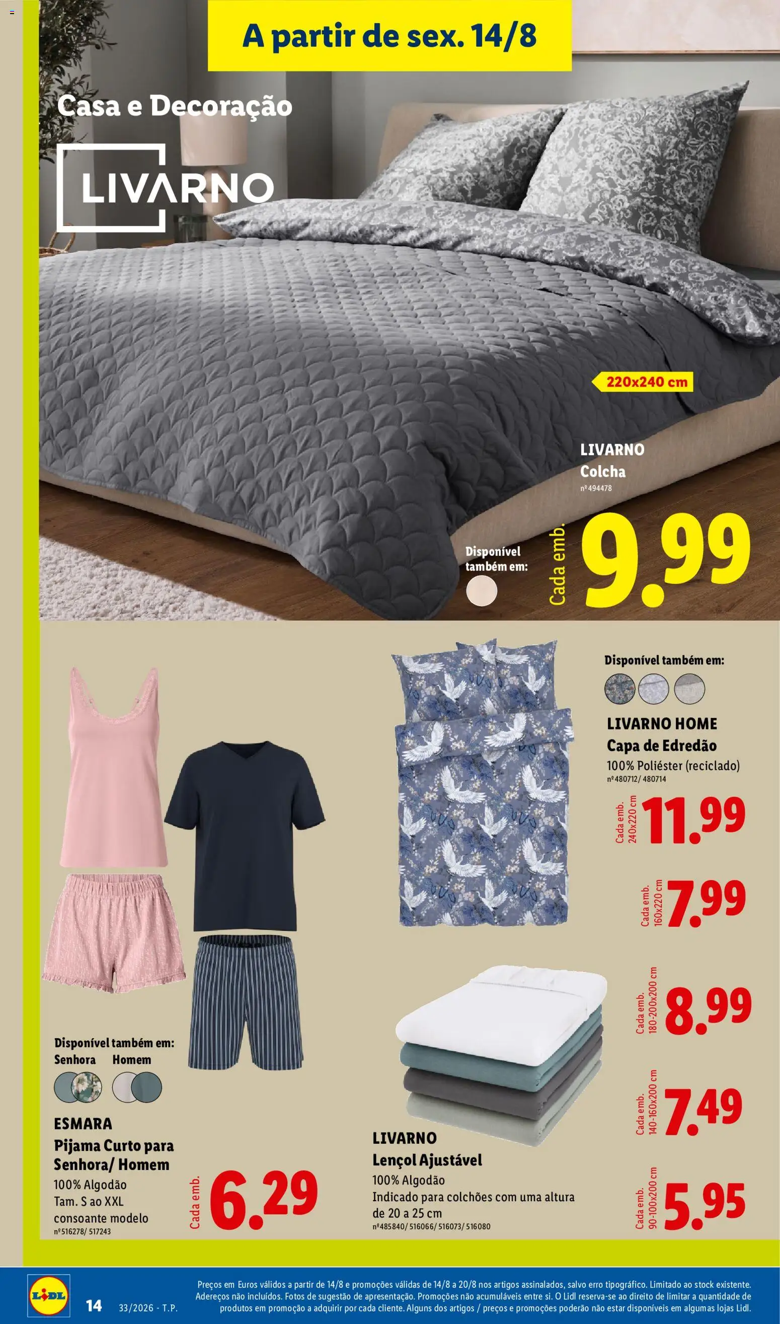 Lidl Novidades │ válido de 10/08/2026 | Página: 14 | Produtos: Algodão, Colchões, Decoração, Lençol ajustável