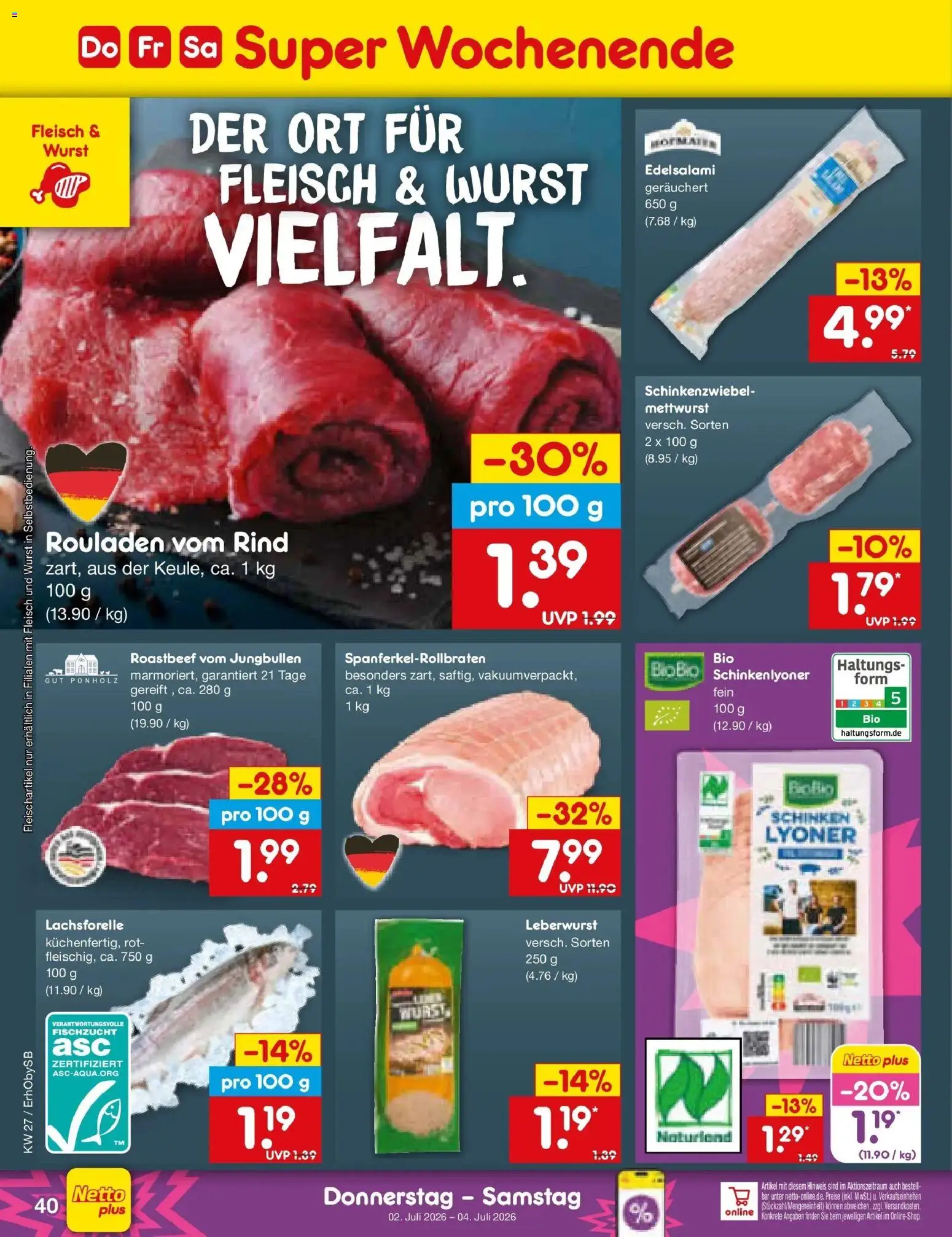 Netto Marken-Discount Prospekt Mauern – gültig ab 28.06.2026 | Seite: 58 | Produkte: Roastbeef, Wurst, Schinken, Fleisch