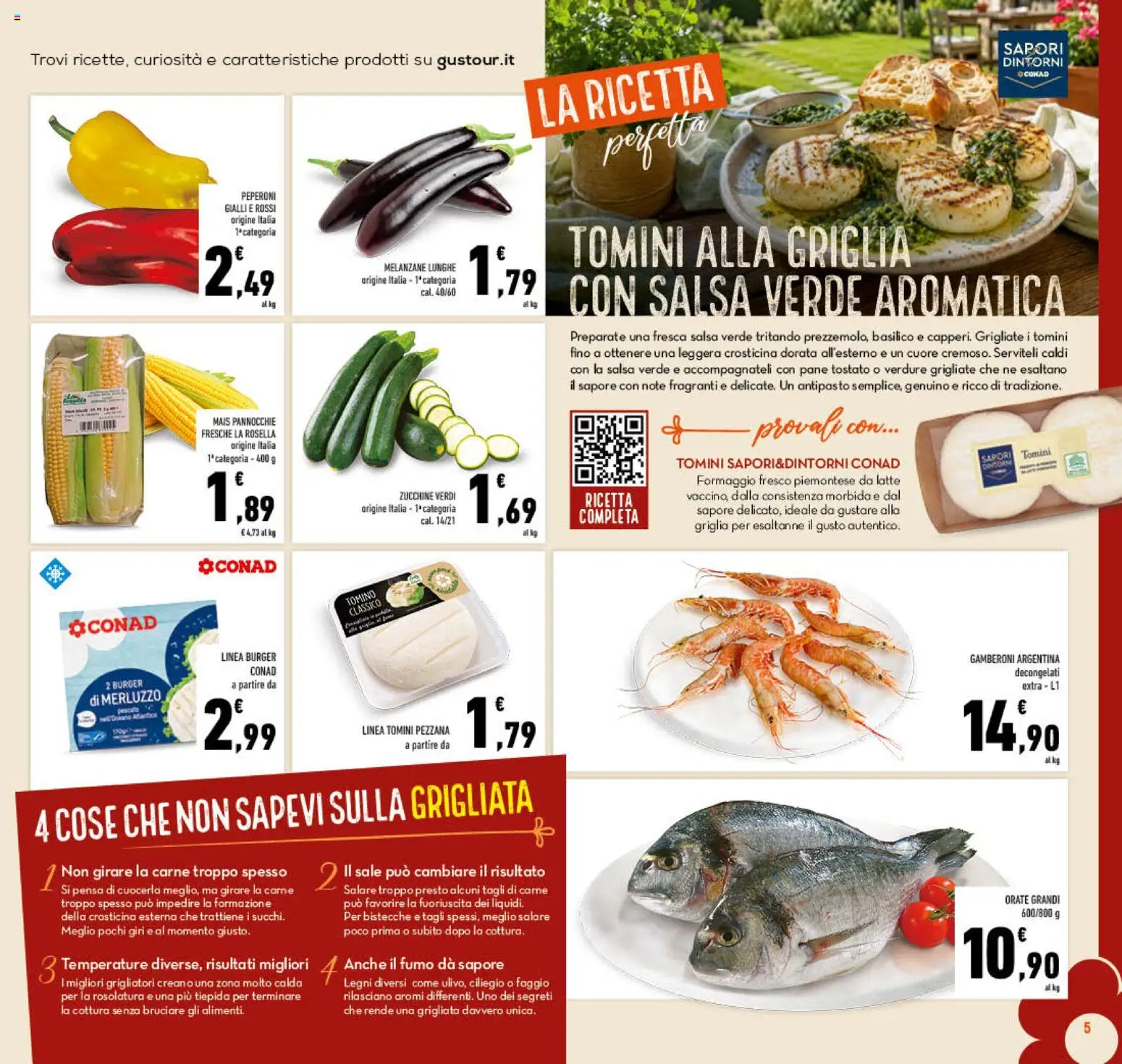 Volantino Conad del 29/07/2026 | Pagina: 5 | Prodotti: Pane, Peperoni, Gamberoni, Tomino