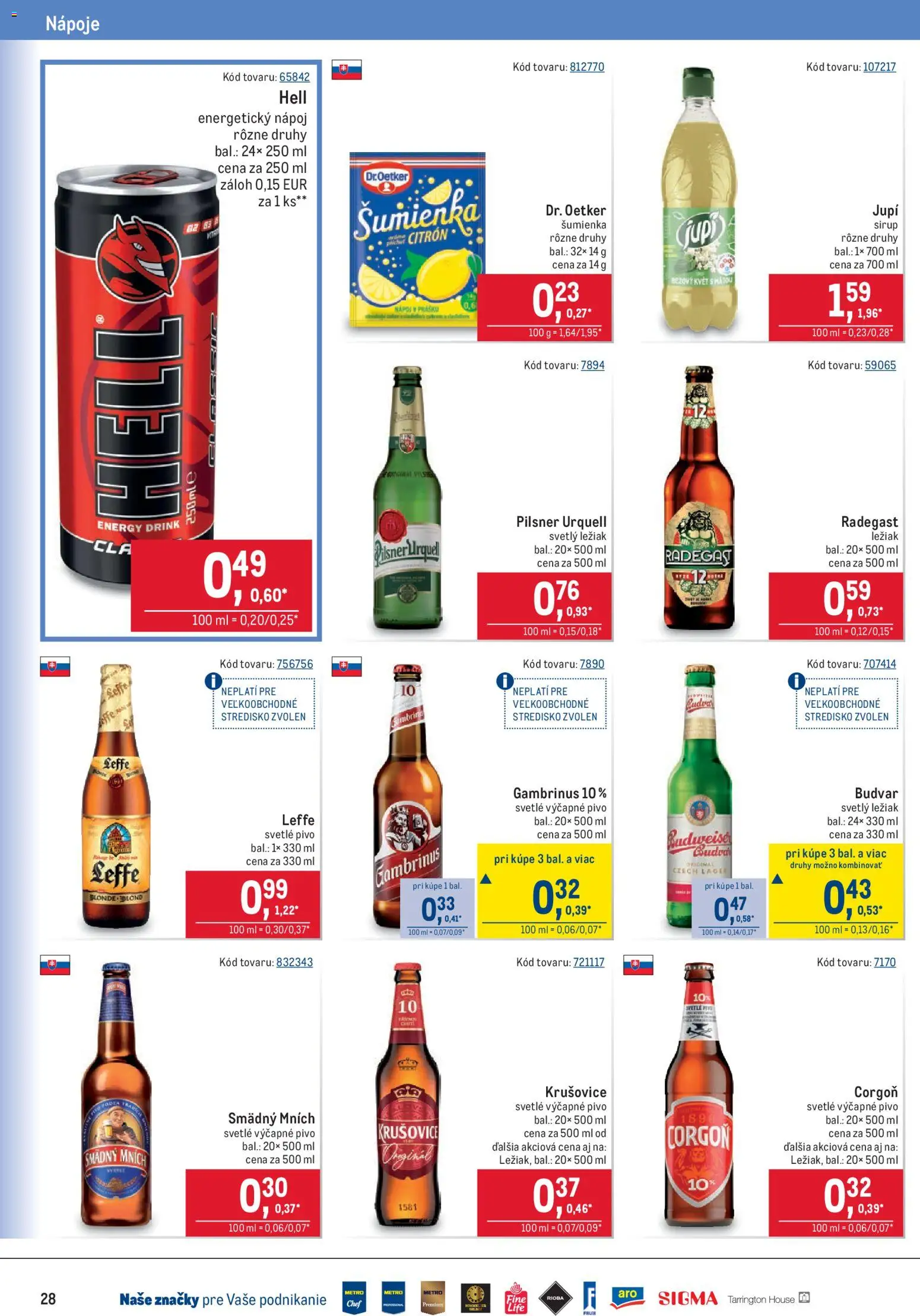 Nové Metro akcie – leták je platný od 12.08.2026 | Strana: 28 | Produkty: Pivo, Pilsner Urquell, Nápoje, Budvar