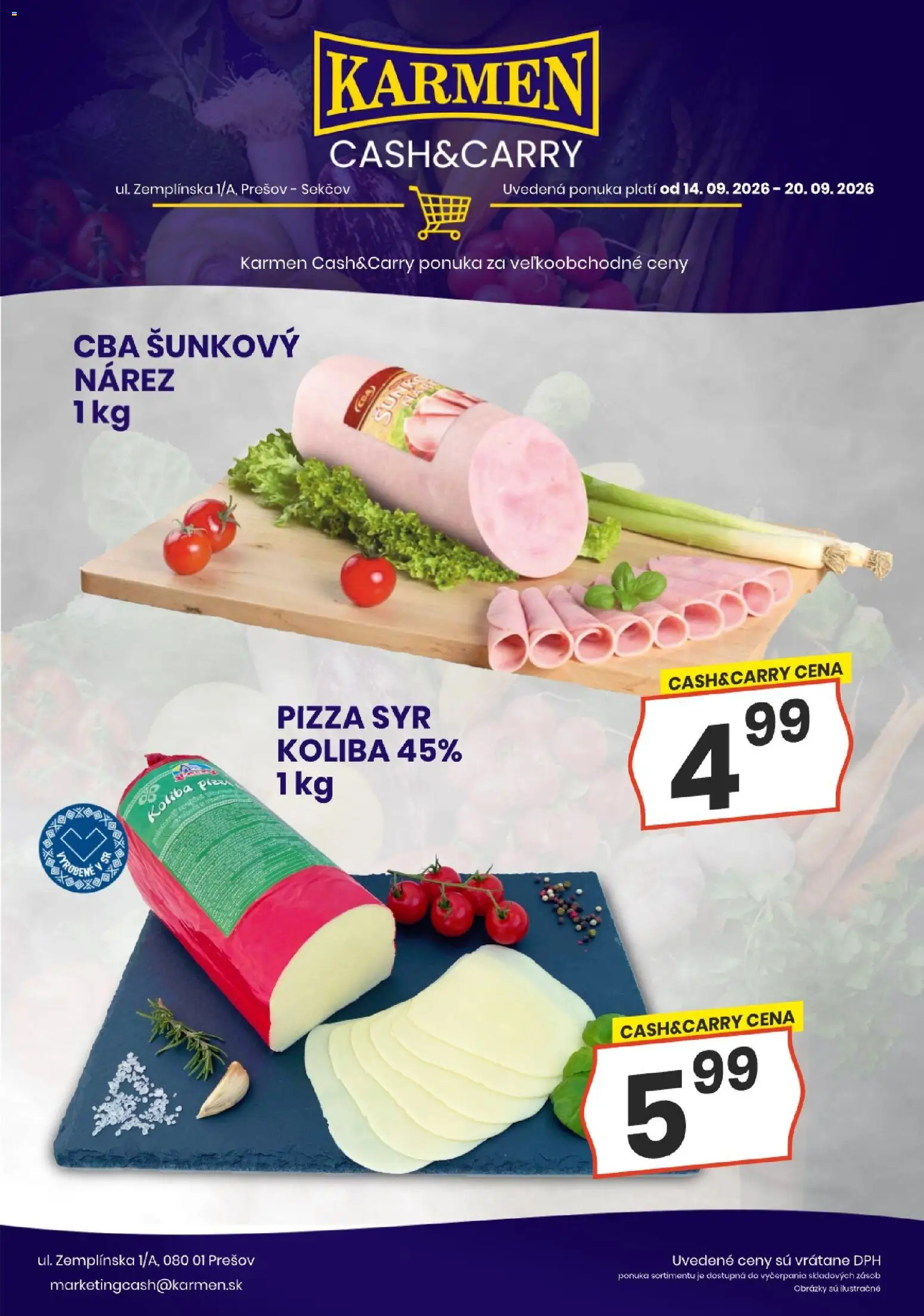 Nové KARMEN CBA akcie – leták je platný od 14.09.2026 | Strana: 4 | Produkty: Syr, Pizza