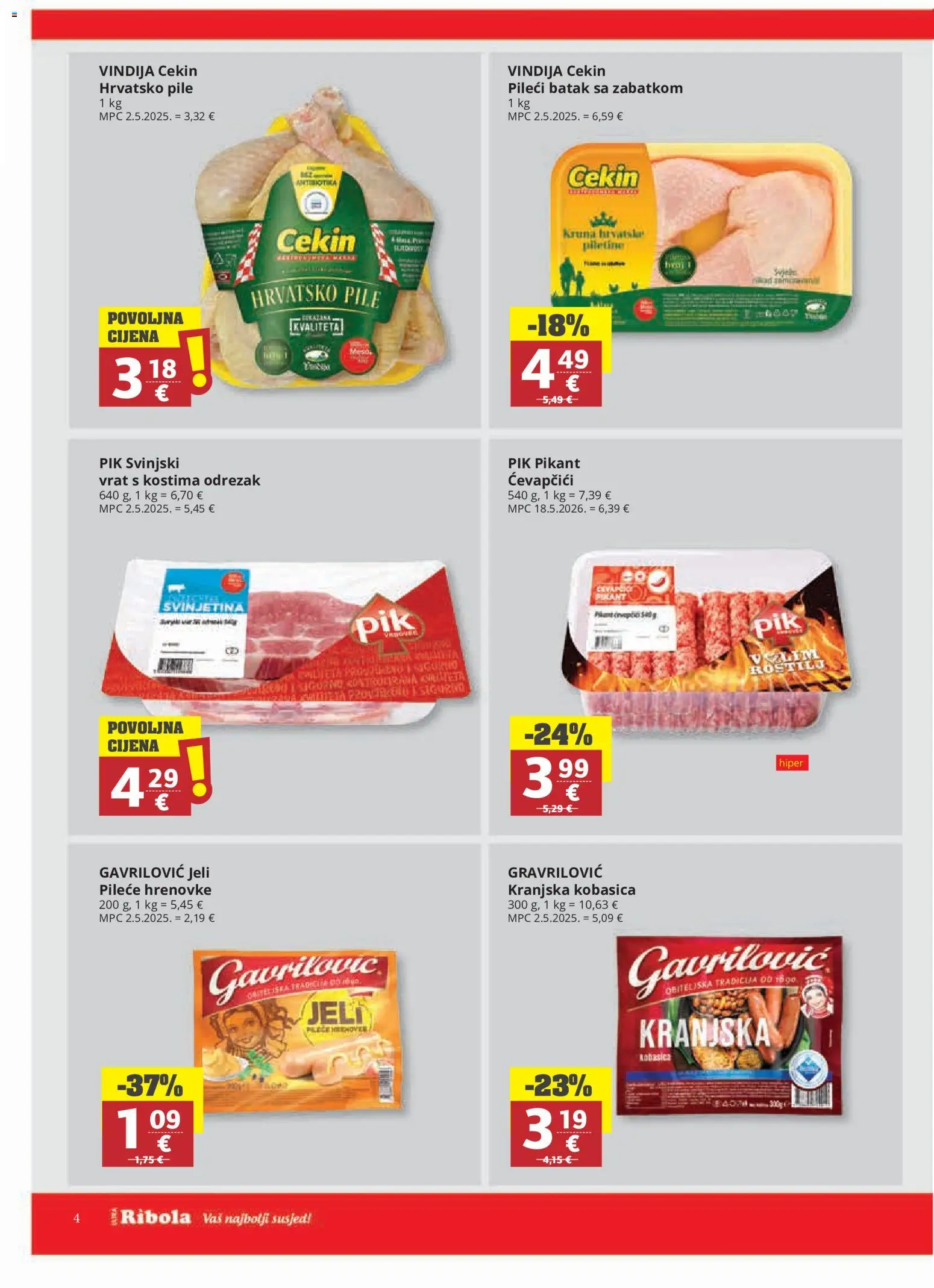 Ultra Gros katalog | vrijedi od 14.07.2026 | Stranica: 4 | Proizvodi: Vindija, Svinjetina, Kobasica, Ćevapčići