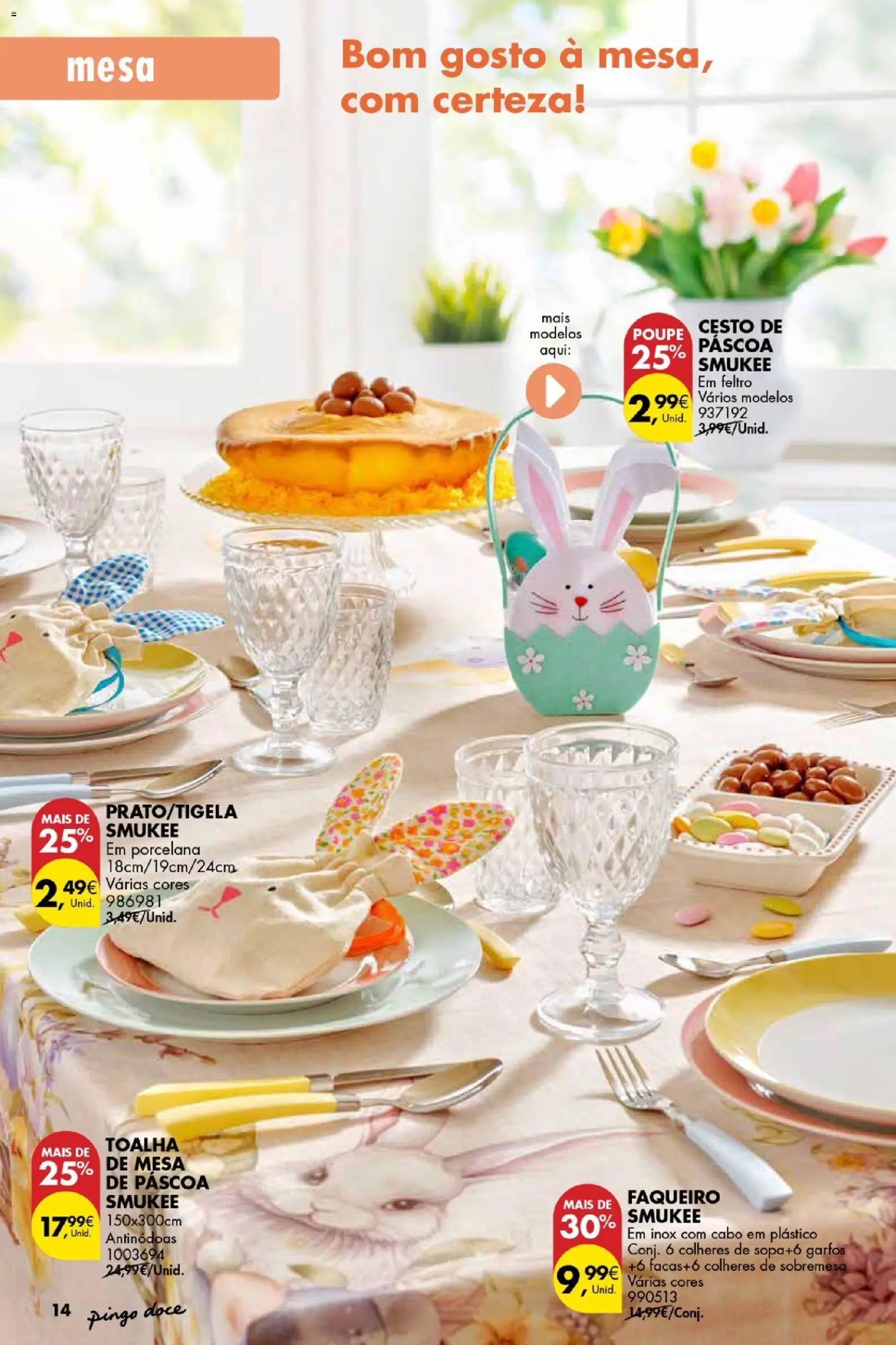 Pingo Doce folheto Bazar Páscoa │ válido de 03.03.2026 | Página: 14 | Produtos: Cabo, Garfos, Mesa, Colheres