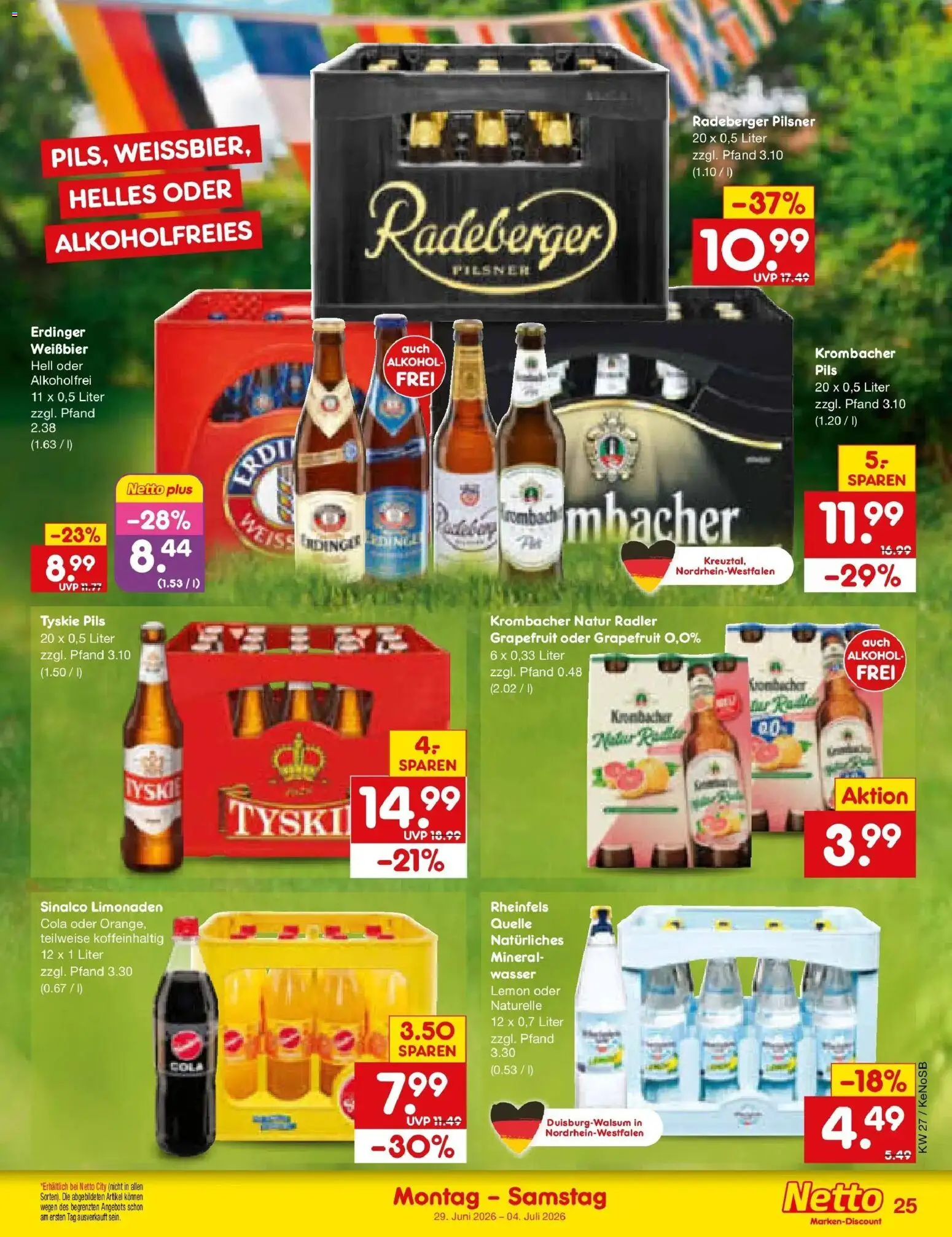 Netto Marken-Discount Prospekt Bonn – gültig ab 29.06.2026 | Seite: 37 | Produkte: Tyskie, Pils, Krombacher alkoholfrei, Krombacher