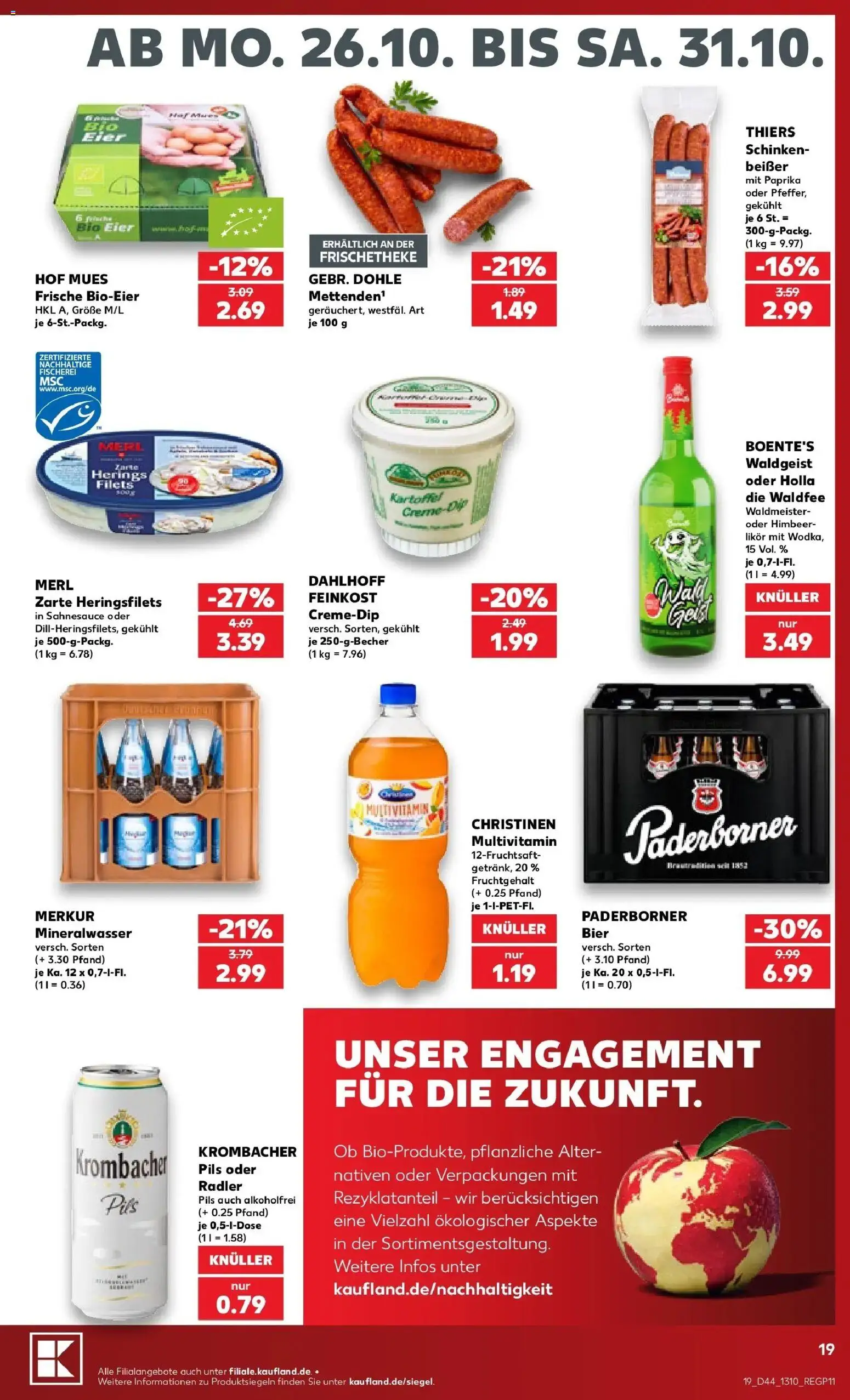 Prospekt Kaufland ab 26.10.2026 » Angebote Online zum Blättern | Seite: 23 | Produkte: Eier, Pils, Paprika, Schinken