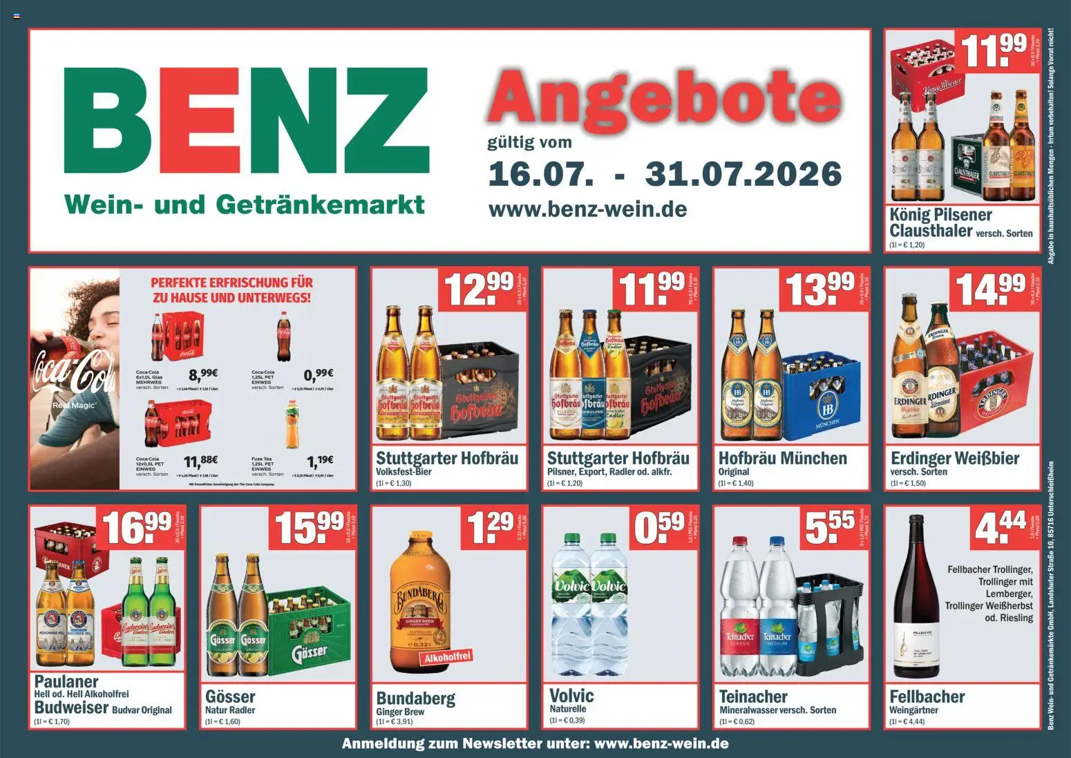 Benz Getränke Prospekt – gültig ab 16.07.2026 | Seite: 1