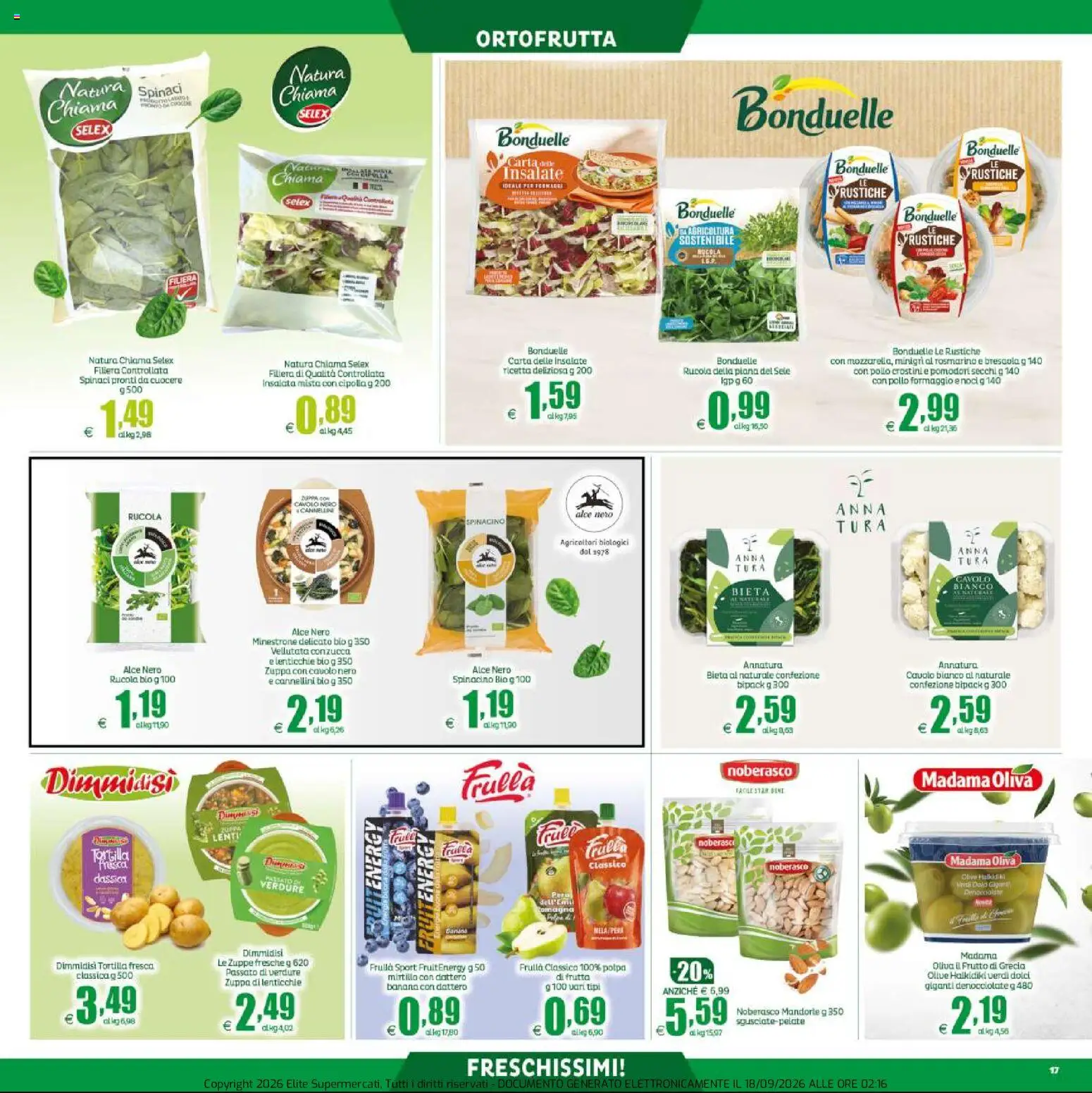 Volantino Elite Supermercati del 18/09/2026 | Pagina: 17 | Prodotti: Pollo, Insalata, Olive, Dolci