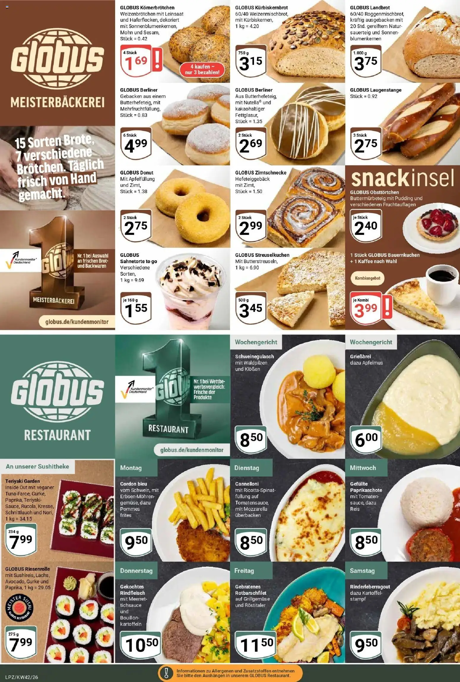 Globus Prospekt Leipzig (ab 12.10.2026) » Angebote online | Seite: 10 | Produkte: Schweinegulasch, Mozzarella, Brot, Apfelmus