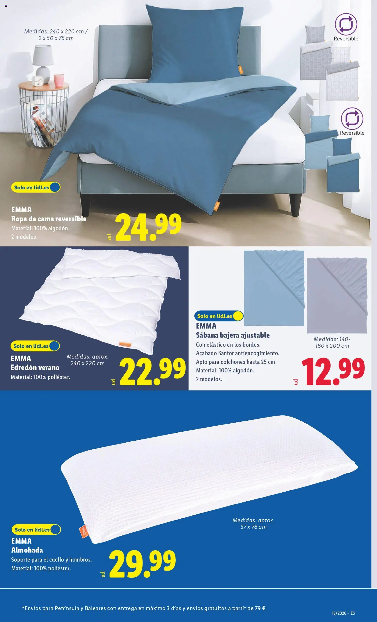 Lidl folleto de bazar │ válido desde el 27.04.2026 | Página: 3 | Productos: Edredón, Ropa, Κασέρι, Almohada