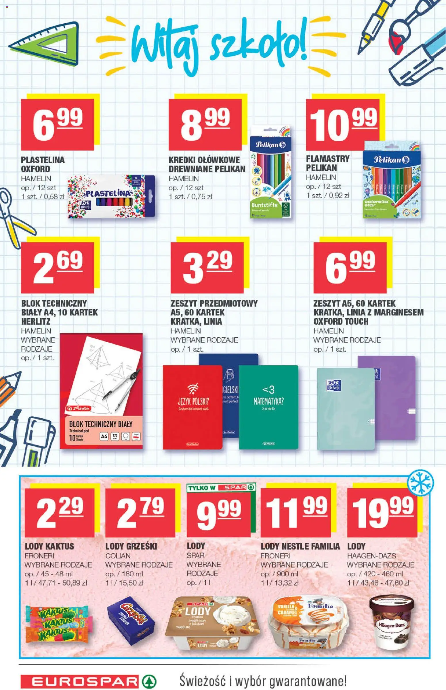 Spar gazetka - Eurospar od 12.08.2026 | Strona: 14 | Produkty: Plastelina, Kredki, Lody Kaktus, Lody