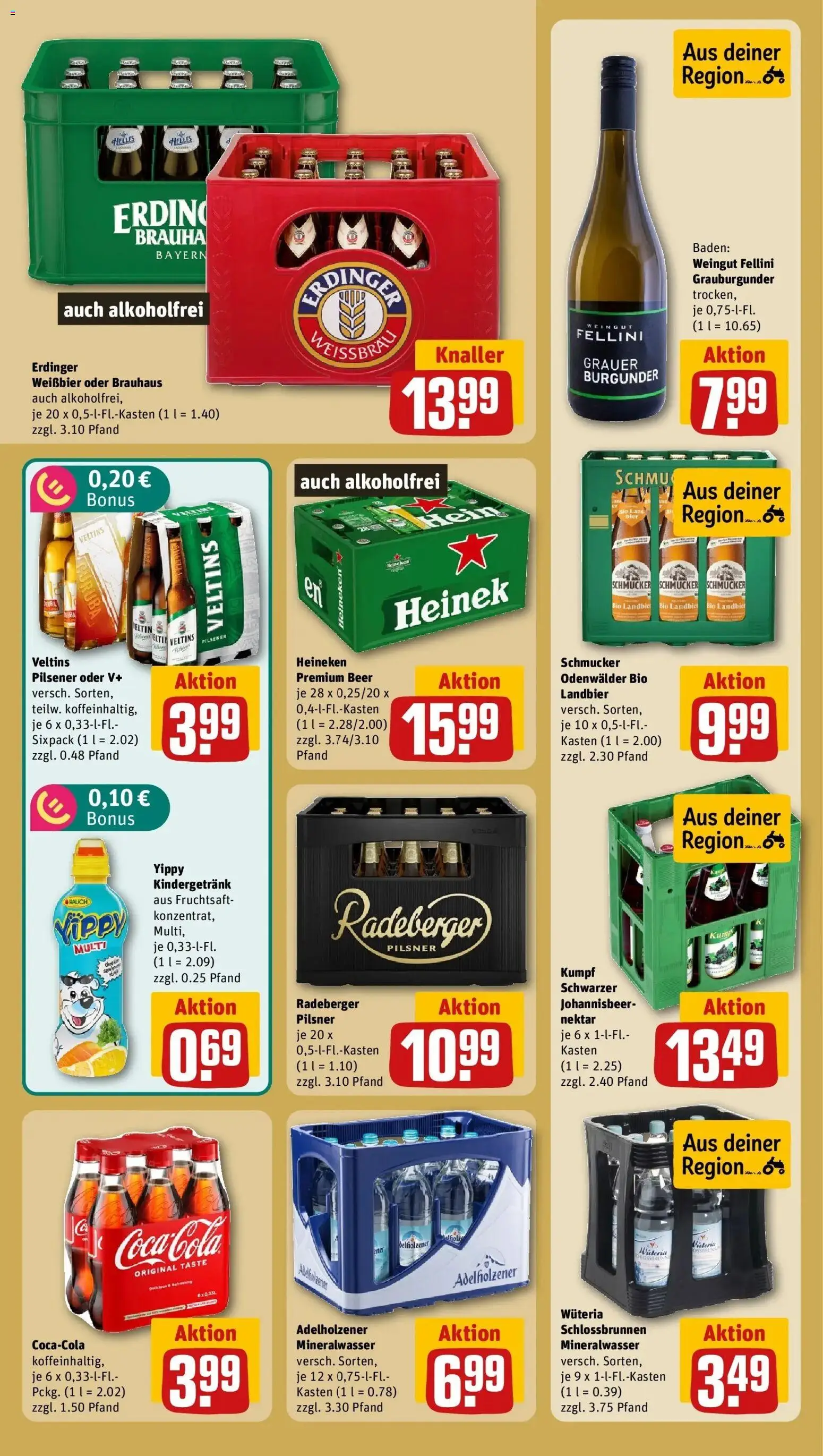 REWE Prospekt ab 17.08.2026 zum Blättern » Angebote | Seite: 19 | Produkte: Erdinger, Adelholzener, Fruchtsaft, Veltins