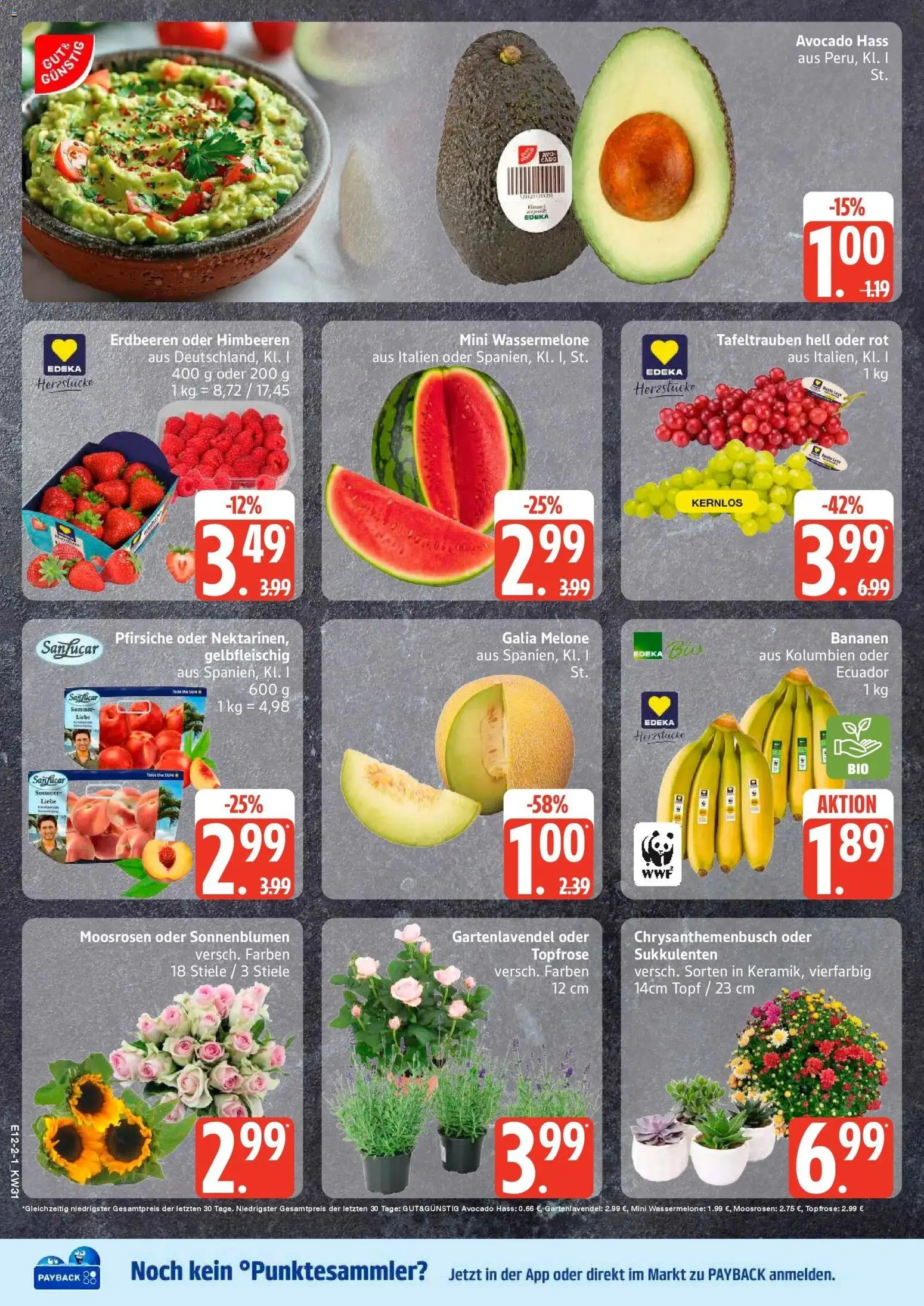 Edeka Prospekt Norderstedt – gültig ab 27.07.2026 | Seite: 2 | Produkte: Bananen, Wassermelone, Melone, Erdbeeren