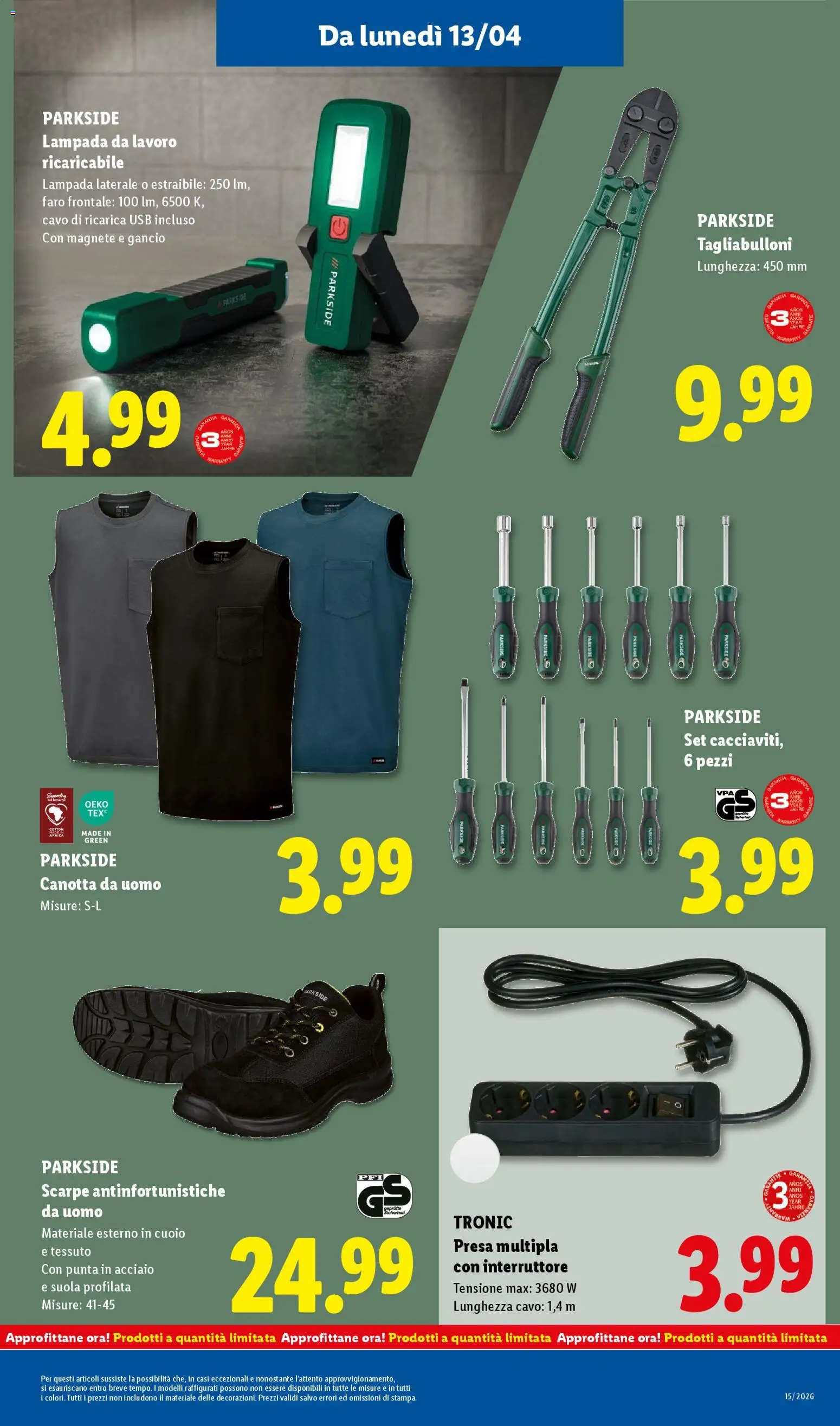 Volantino Lidl del 09.04.2026 | Pagina: 41 | Prodotti: Presa multipla, Top, Cavo, Lampada
