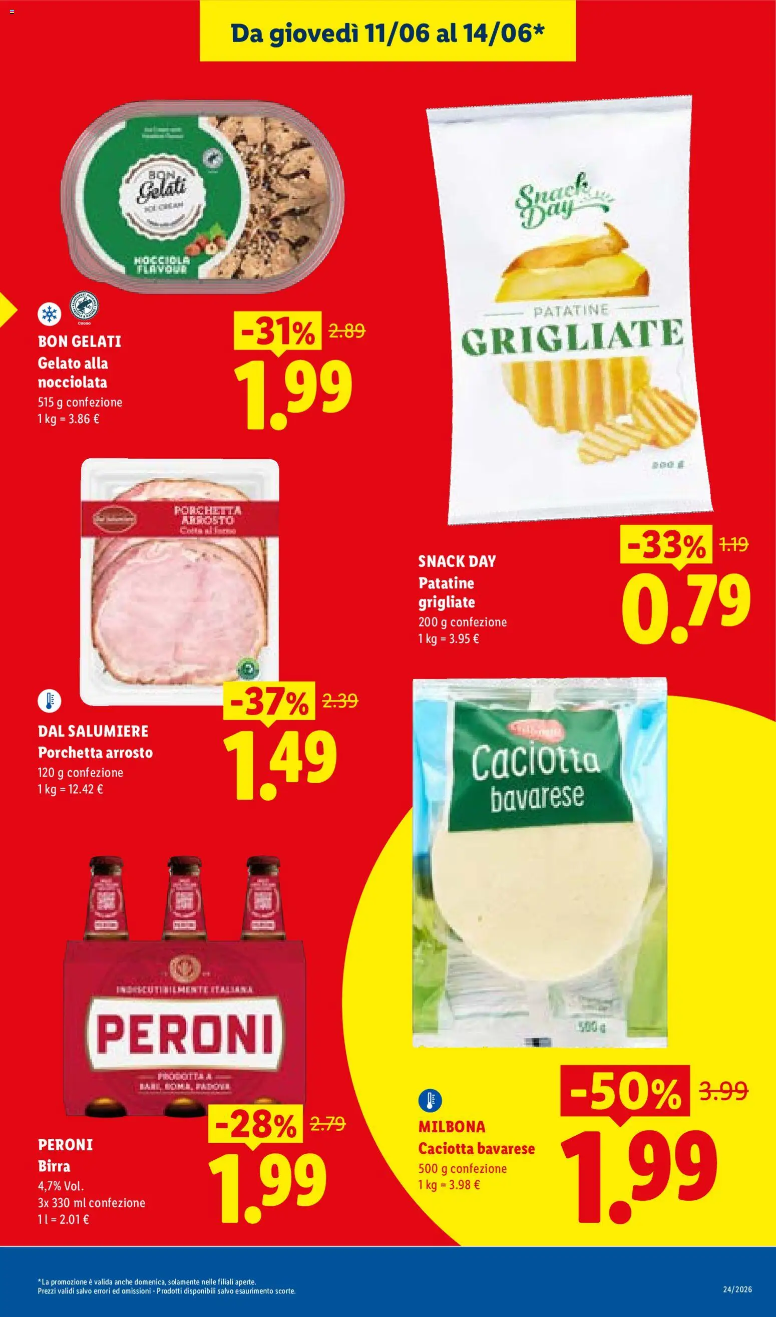 Volantino Lidl del 11.06.2026 | Pagina: 3 | Prodotti: Arrosto, Porchetta, Birra, Patatine