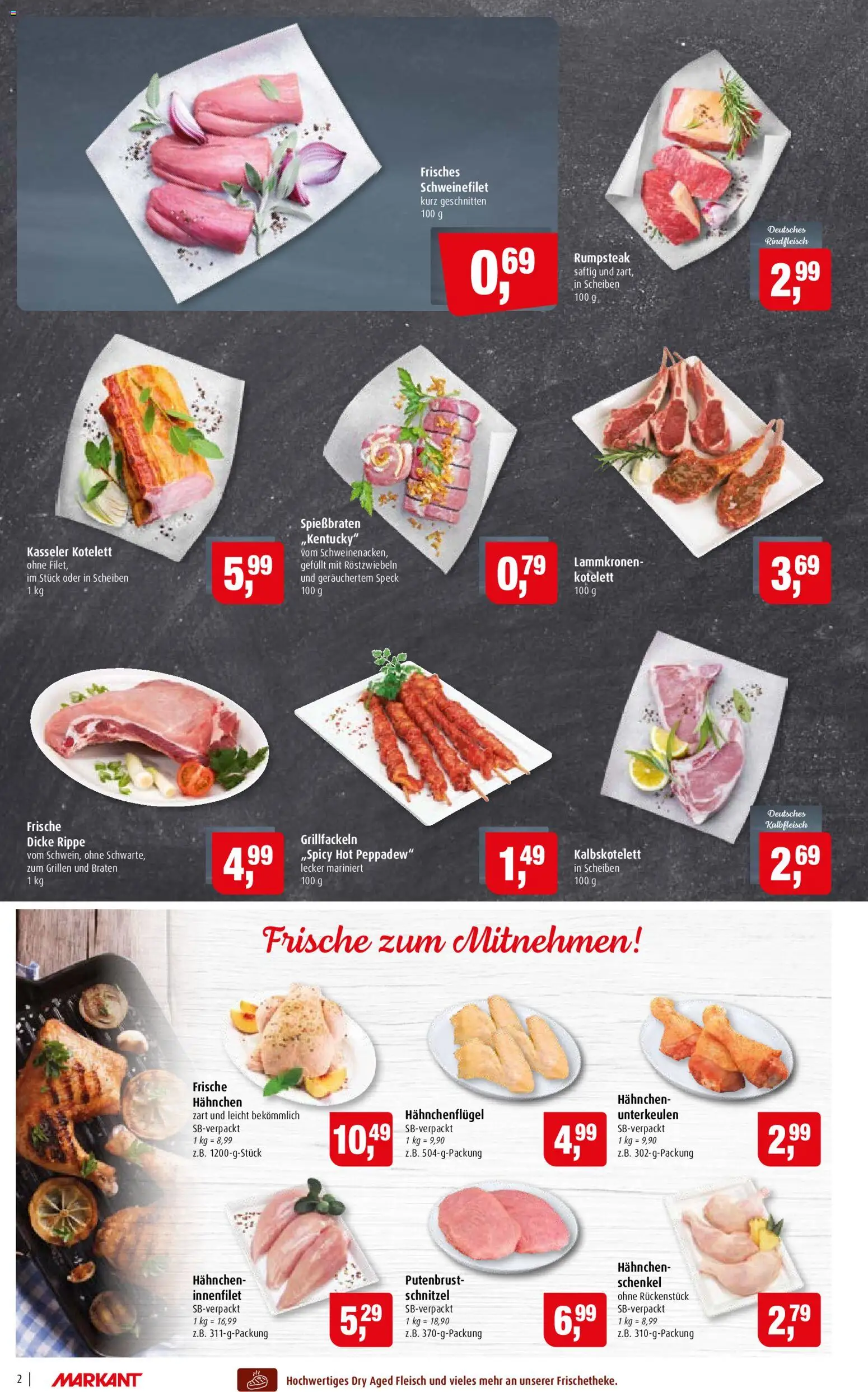 Markant Prospekt – gültig ab 15.06.2026 | Seite: 2 | Produkte: Rumpsteak, Hahnchen, Schnitzel, Schweinefilet