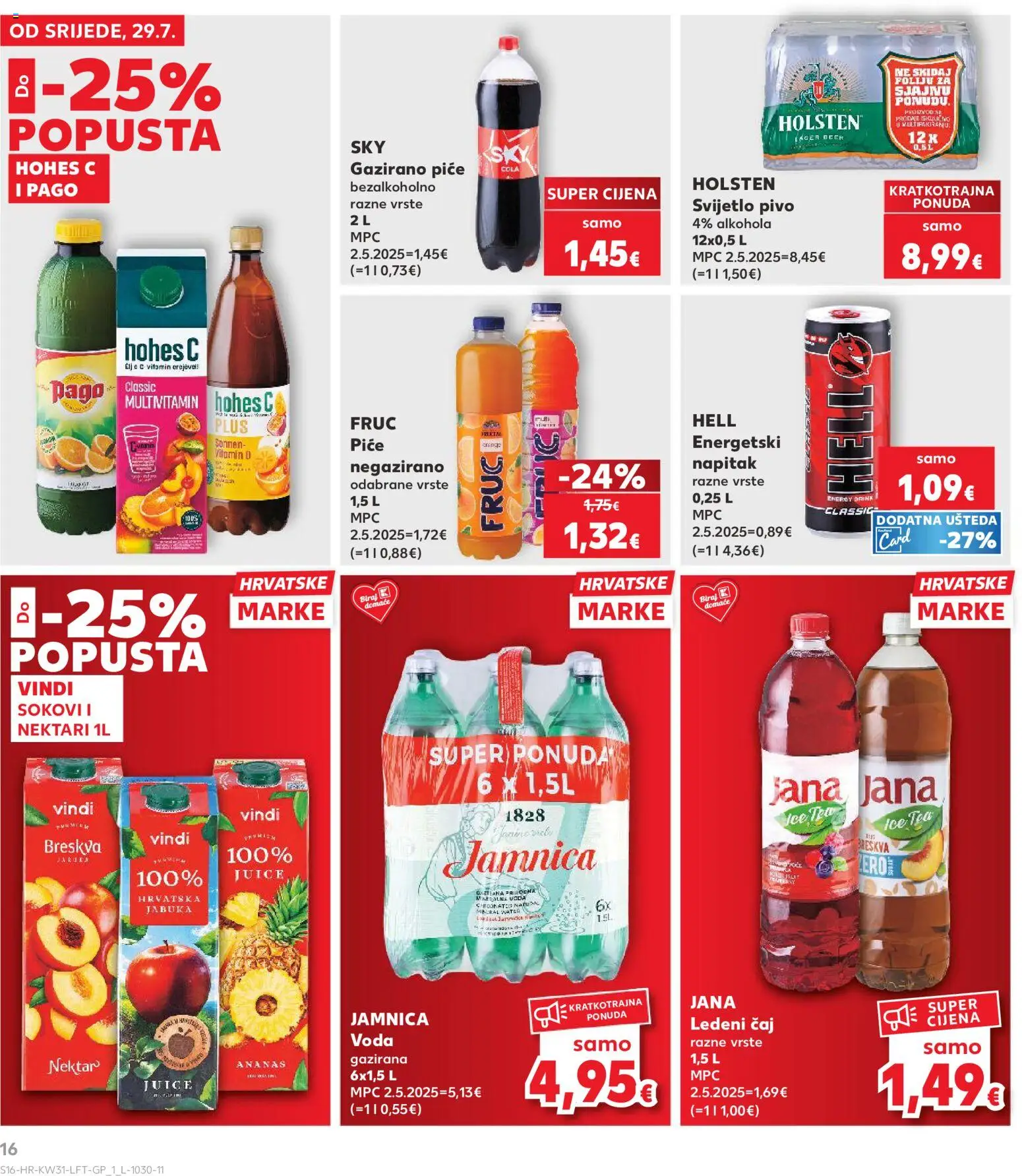 Kaufland katalog | vrijedi od 29.07.2026 | Stranica: 16 | Proizvodi: Hell, Pivo, Jamnica, Breskva