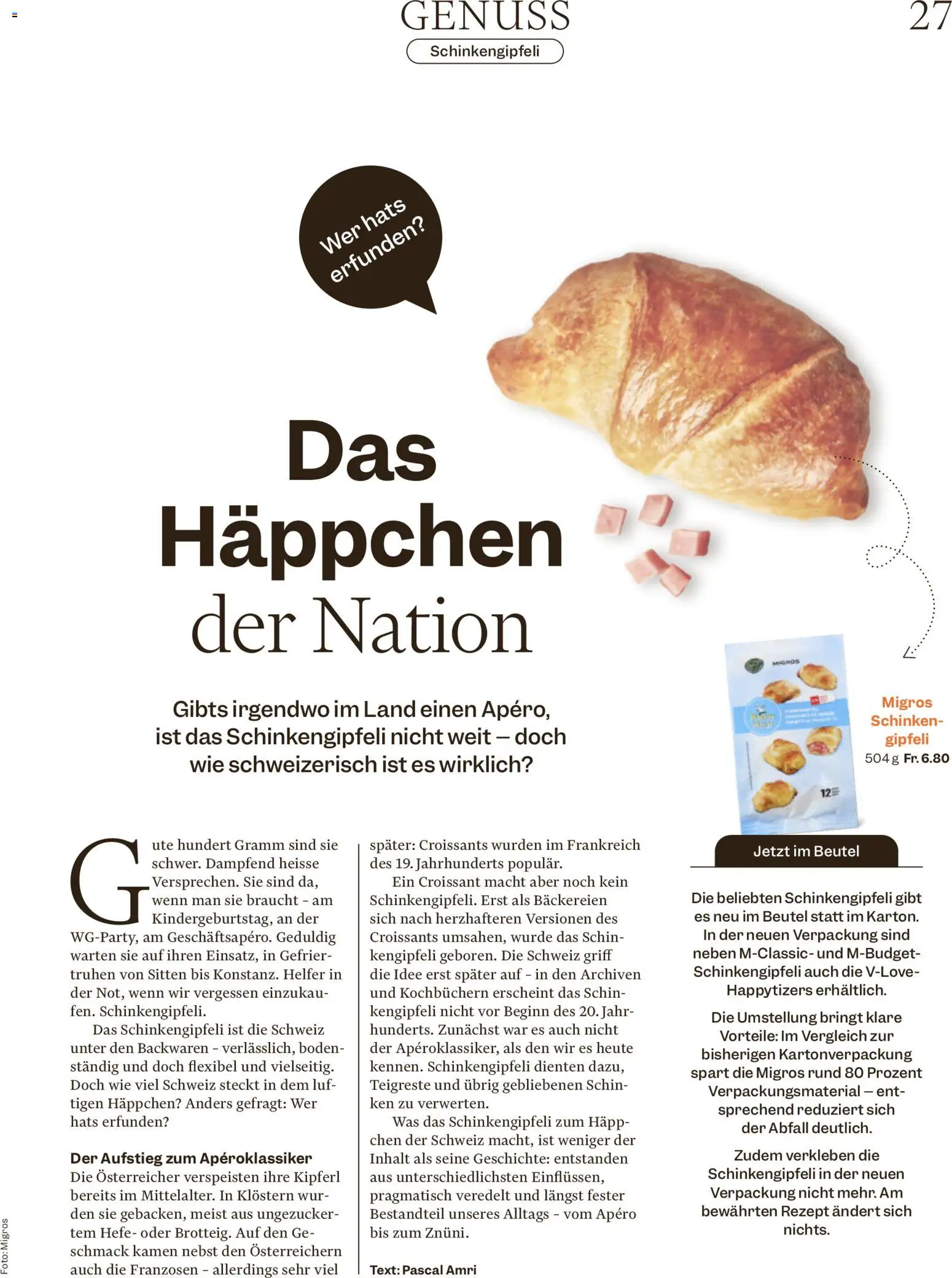 Migros aktionen Magazin – gültig ab 15.07.2026 | Seite: 27 | Produkte: Gipfeli, Schinken