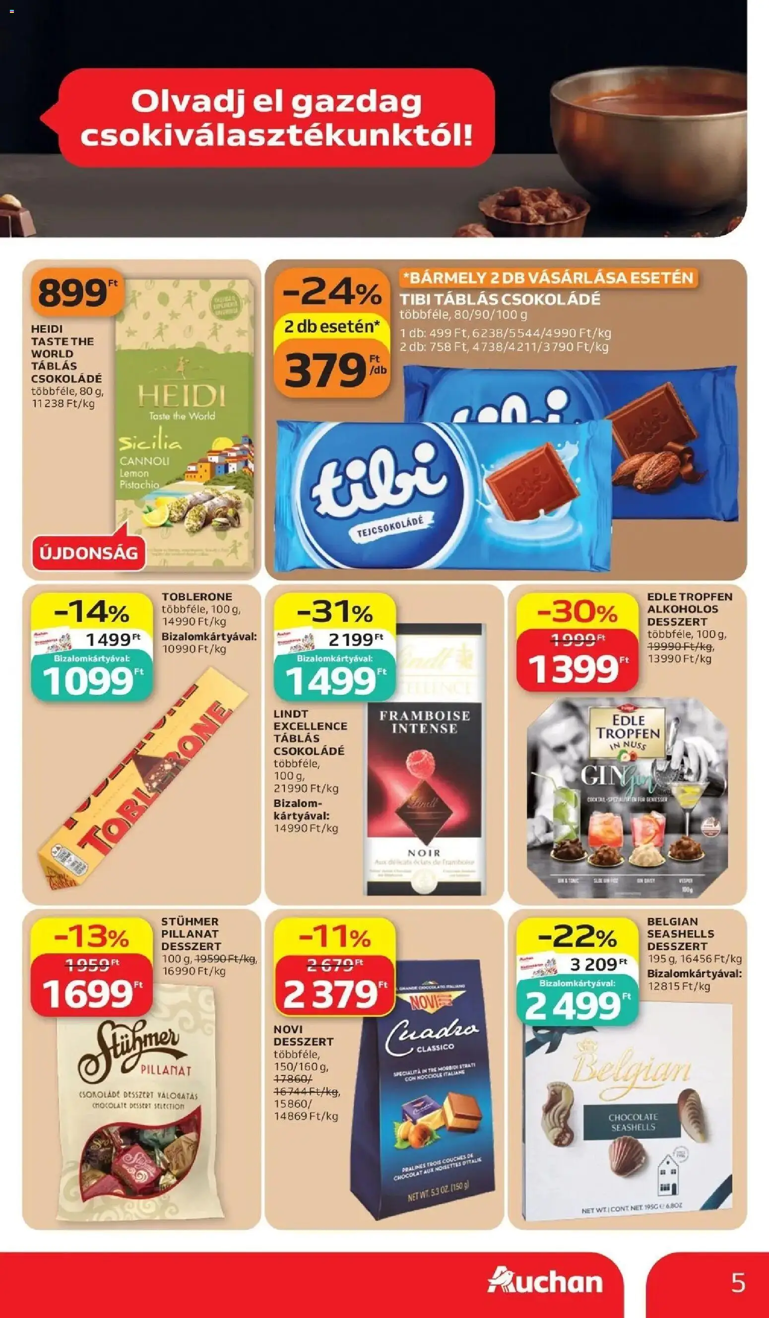 Auchan akciós ujság - amely érvényes a következő dátumtól: 2026.07.02. | Oldal: 5 | Termékek: Tejcsokoládé, Csokoládé