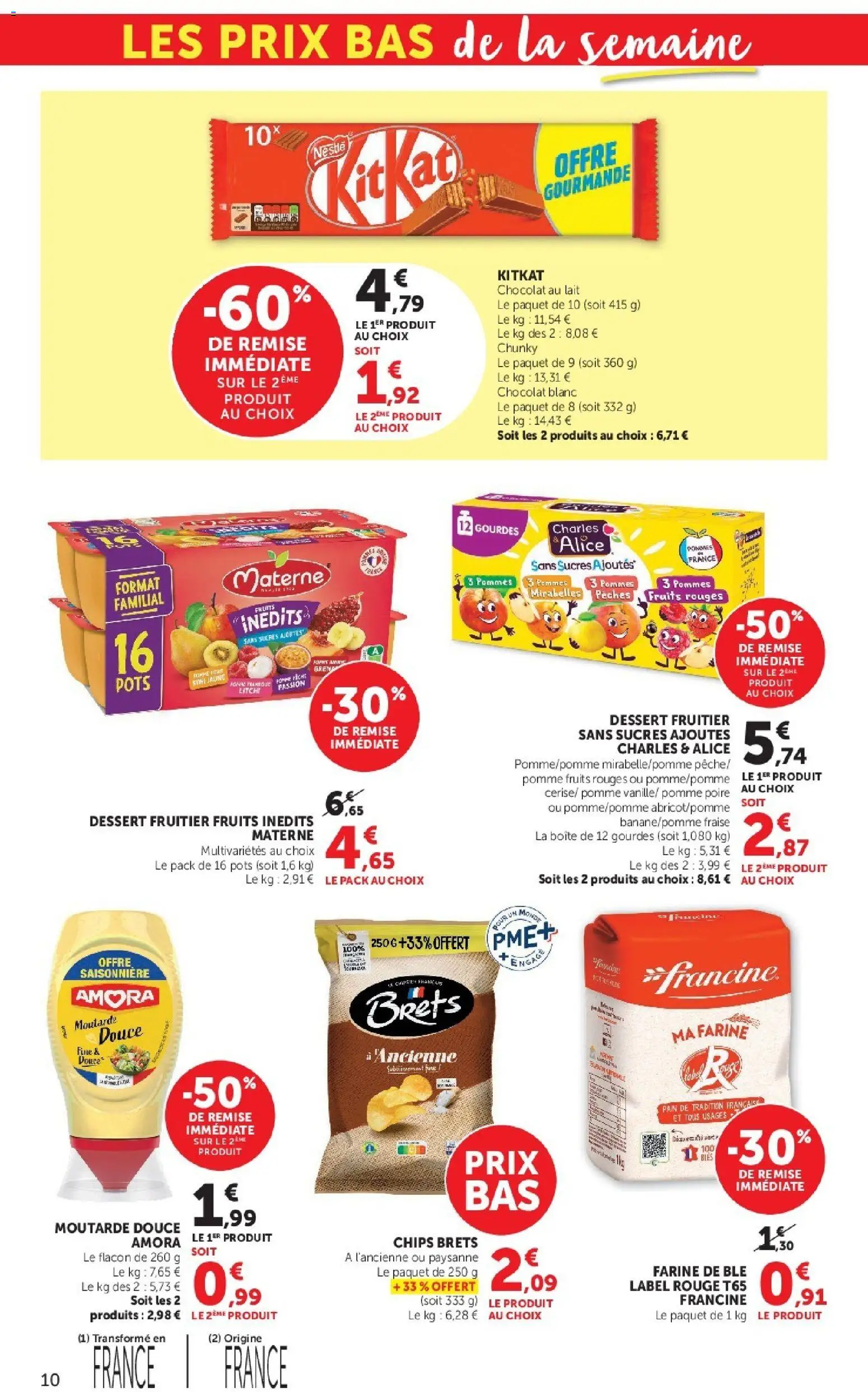 {H1} | Page: 10 | Produits: Chocolat blanc, Chocolat, Moutarde, Chips