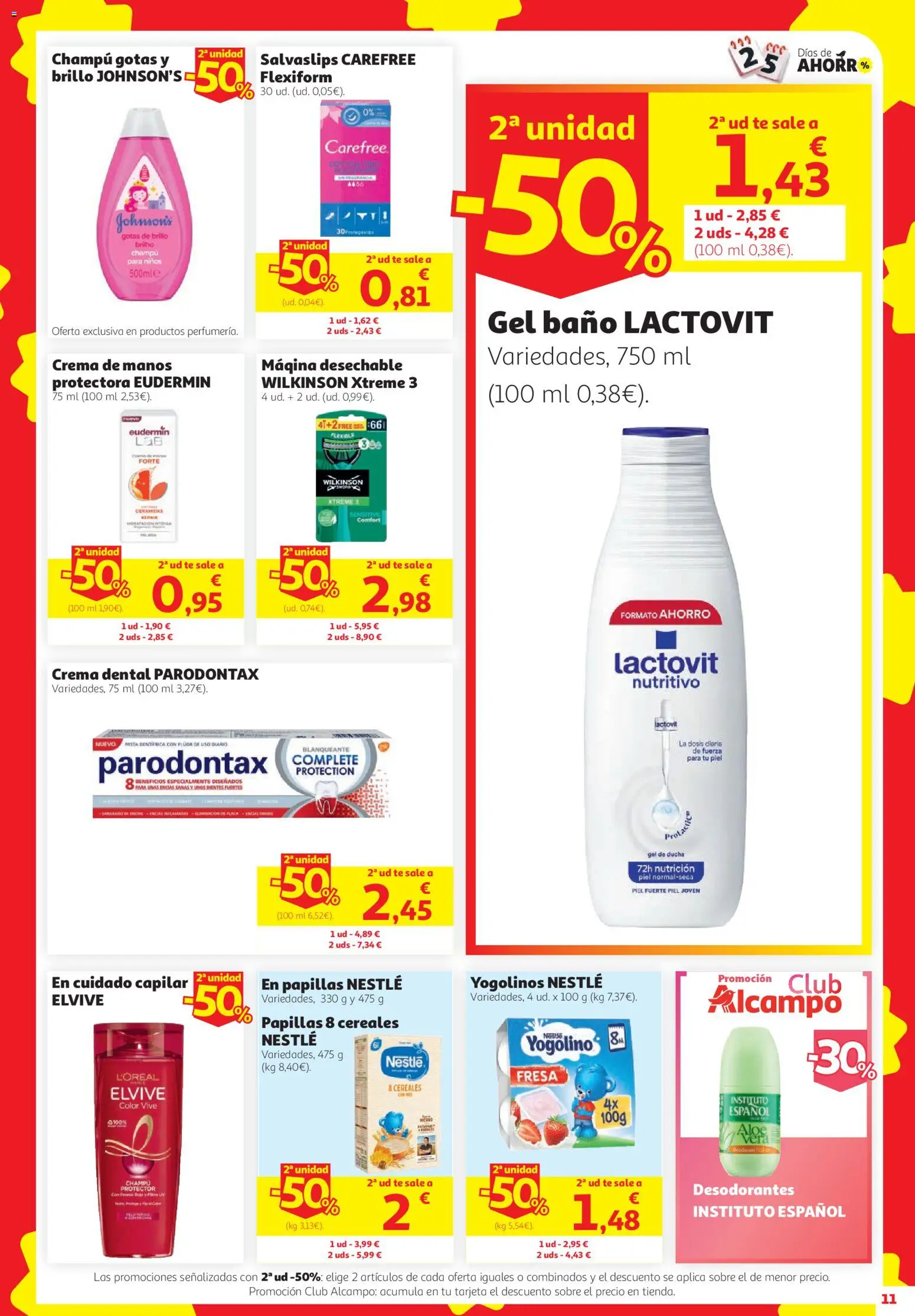 Alcampo Superstore │ válido desde el 24/09/2026 | Página: 11 | Productos: Pasta, Té, Ducha, Papillas