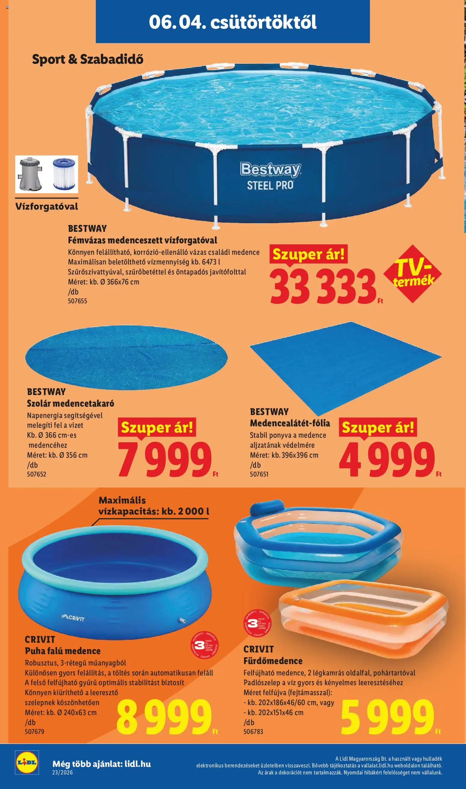 Lidl akciós ujság - amely érvényes a következő dátumtól: 04.06.2026 | Oldal: 4 | Termékek: Medence