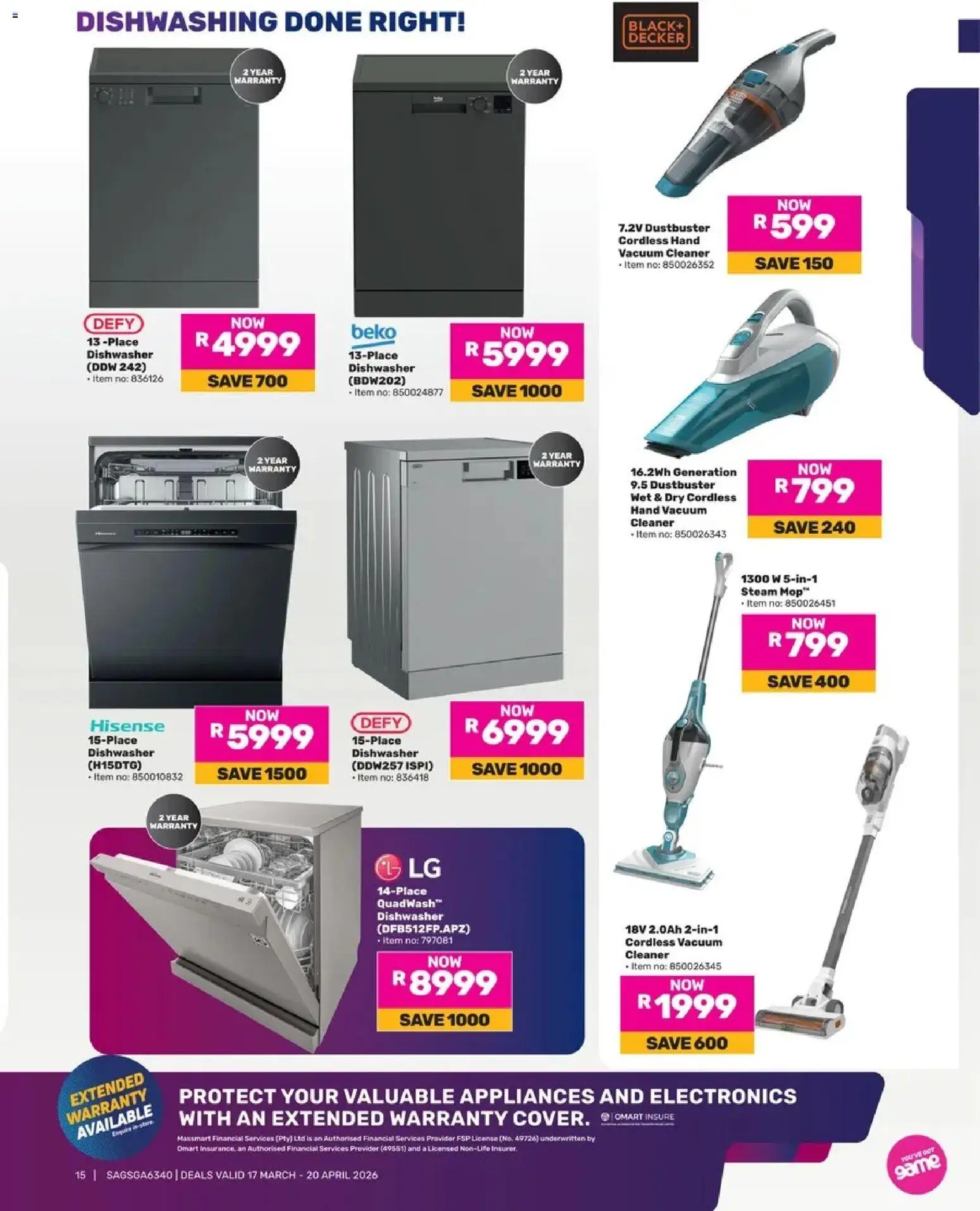 New Game catalogue – valid from 17.03.2026 | Page: 15 | Products: Dishwasher, Vacuum cleaner, Mop
