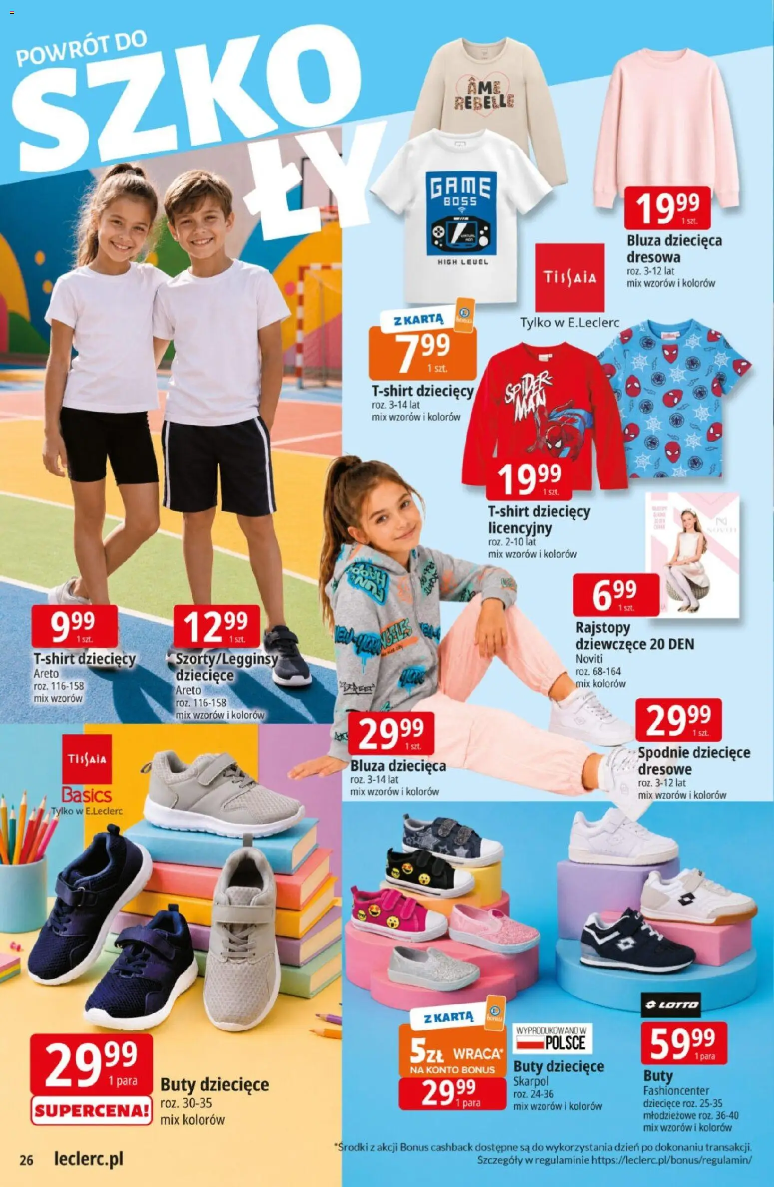 E.Leclerc gazetka od 11.08.2026 | Strona: 26 | Produkty: Karta, Spodnie, Buty, Rajstopy
