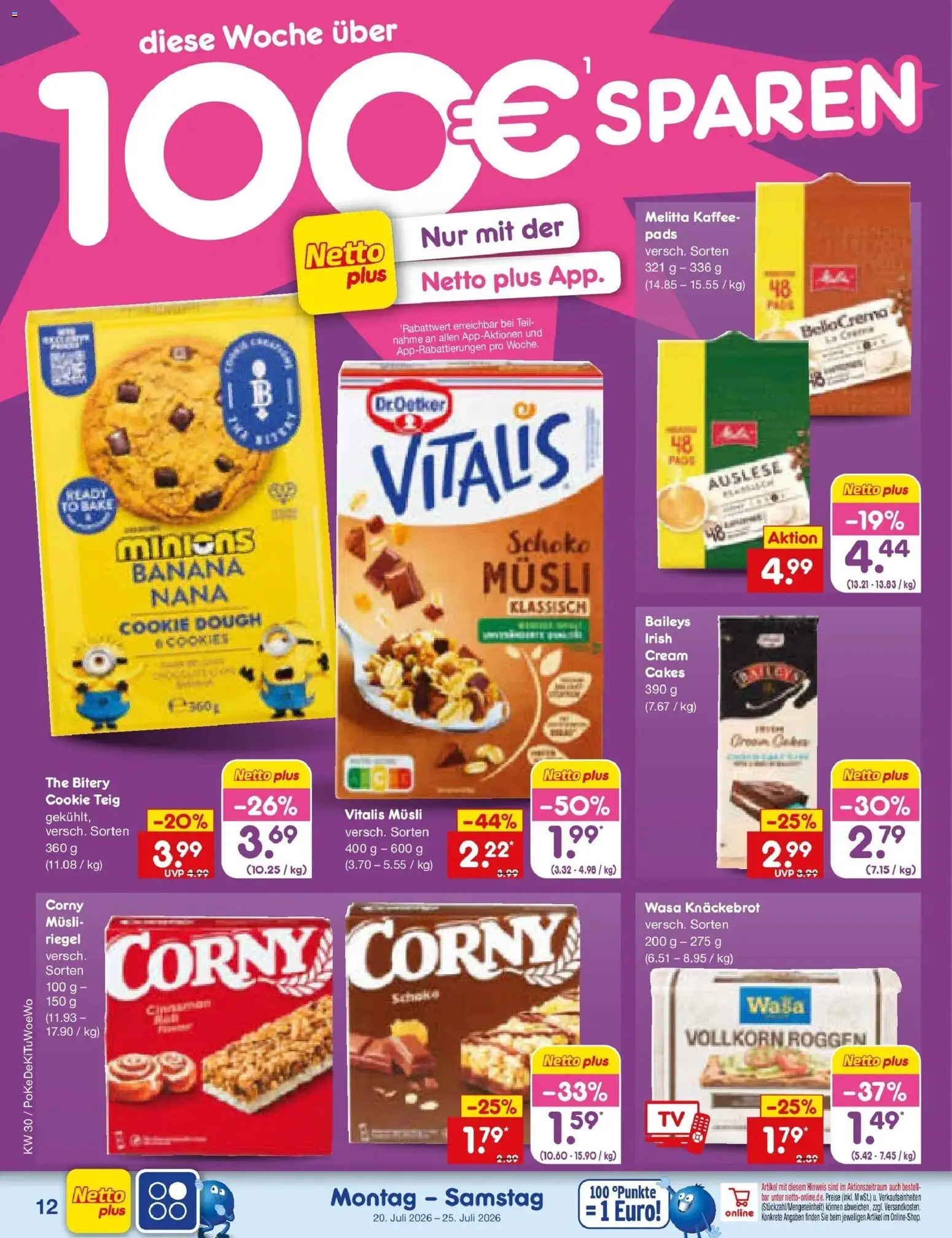 Netto Marken-Discount Prospekt Oberhaid – gültig ab 20.07.2026 | Seite: 20 | Produkte: Musli, Melitta kaffee, Kaffee, Baileys