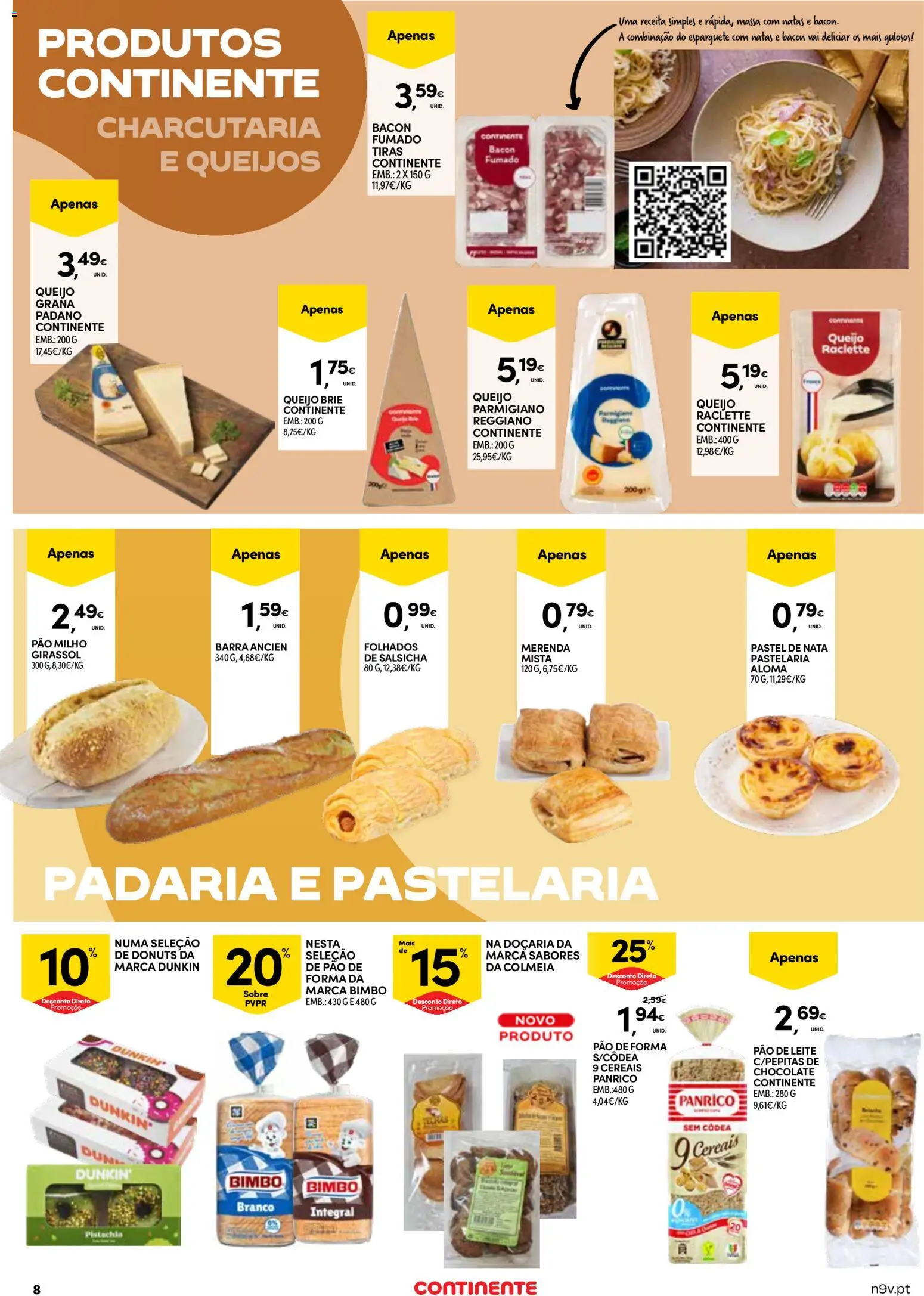 Continente Açores  │ válido de 16.04.2026 | Página: 8 | Produtos: Salsicha, Leite, Nata, Cereais