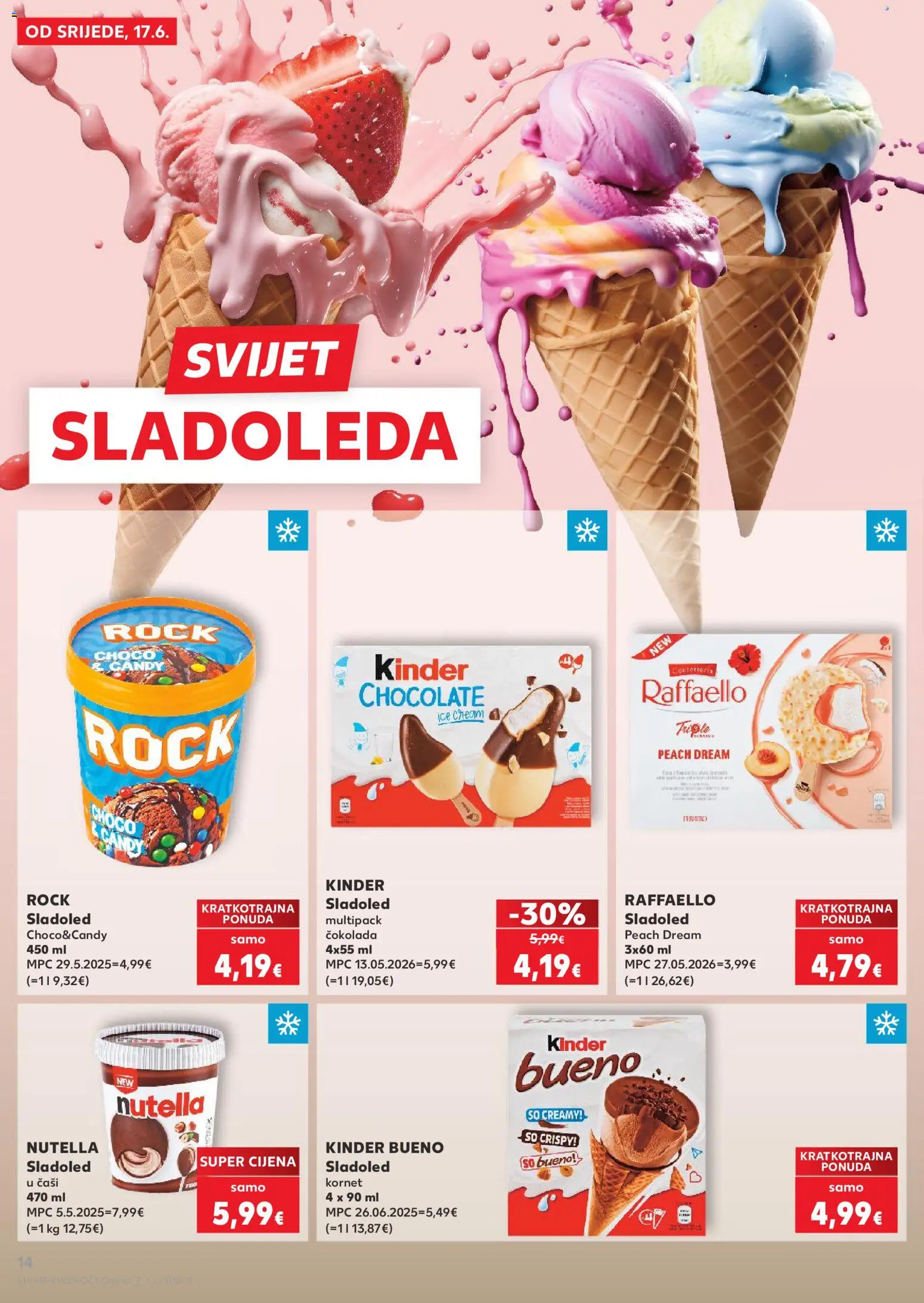 Kaufland katalog | vrijedi od 17.06.2026 | Stranica: 14 | Proizvodi: Nutella, Čokolada, Sladoled, Kornet