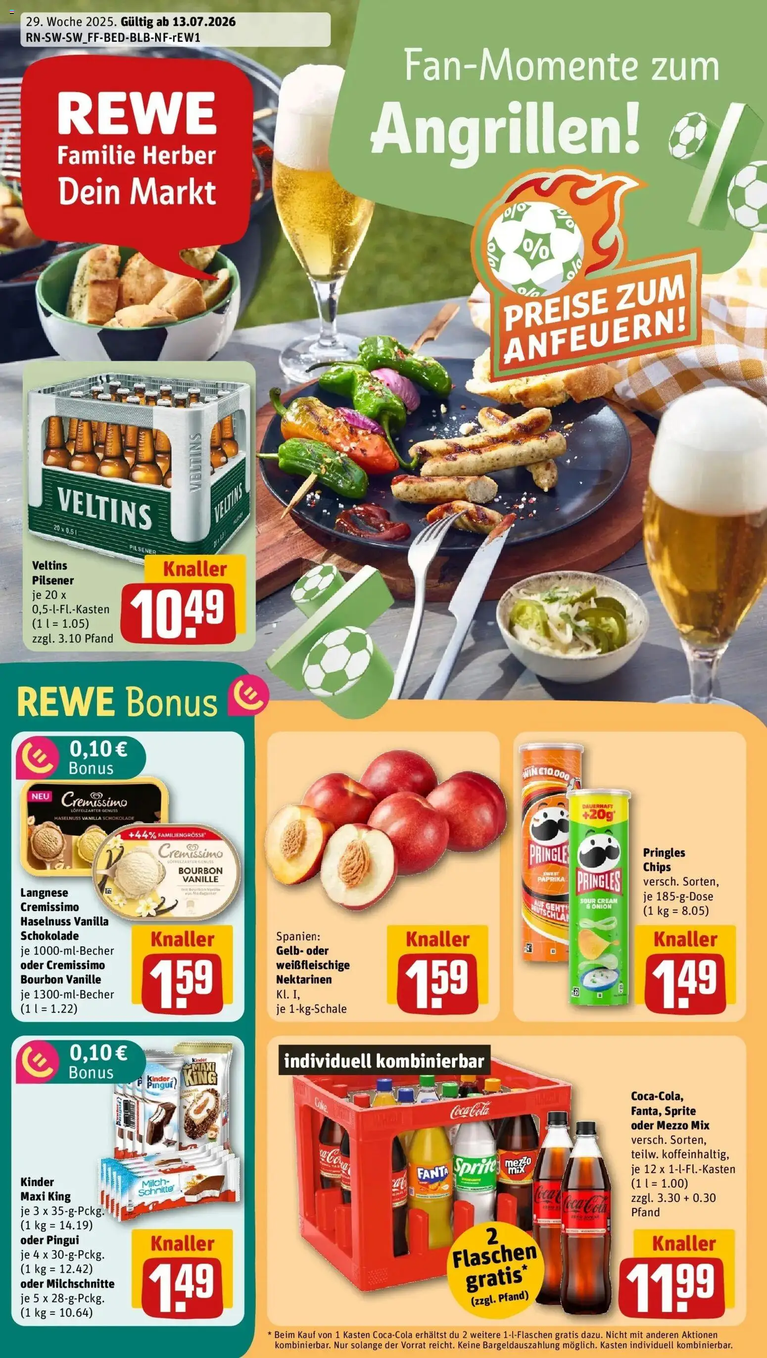 Rewe Prospekt Beilstein – gültig ab 13.07.2026 | Seite: 1 | Produkte: Coca cola, Cola, Milch, Bourbon
