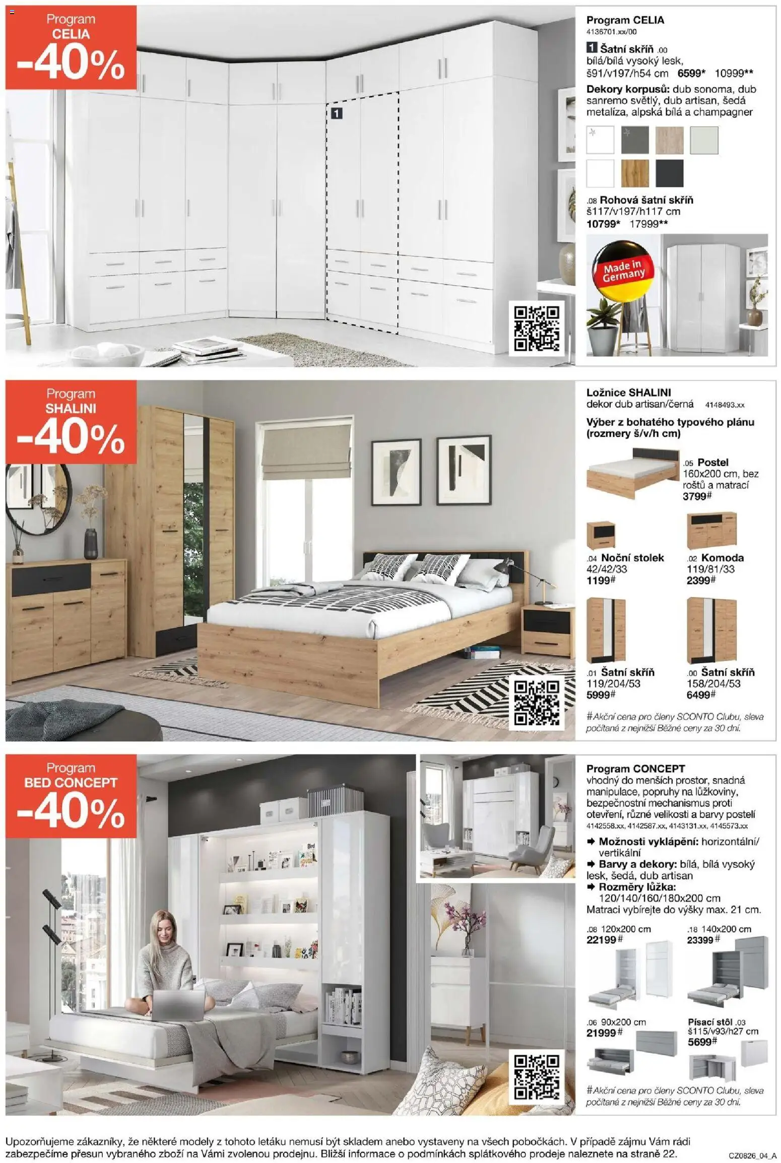 Sconto nábytek leták od 17.06.2026 | Strana: 4 | Produkty: Postel, Komoda, Noční stolek, Modely