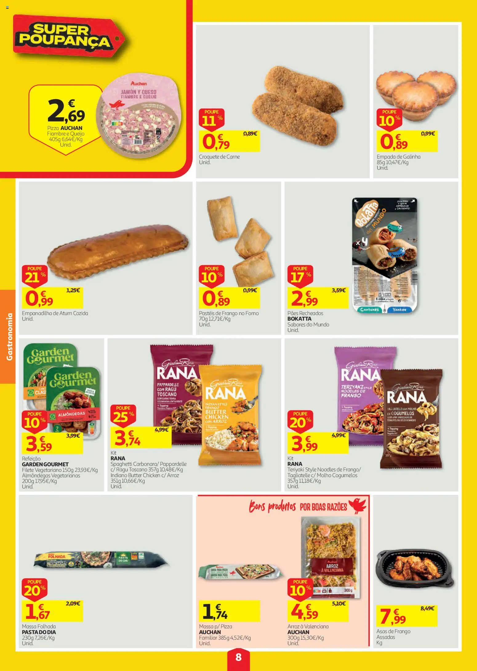 Auchan folheto │ válido de 01/10/2026 | Página: 8 | Produtos: Asas de frango, Pizza, Arroz, Carne